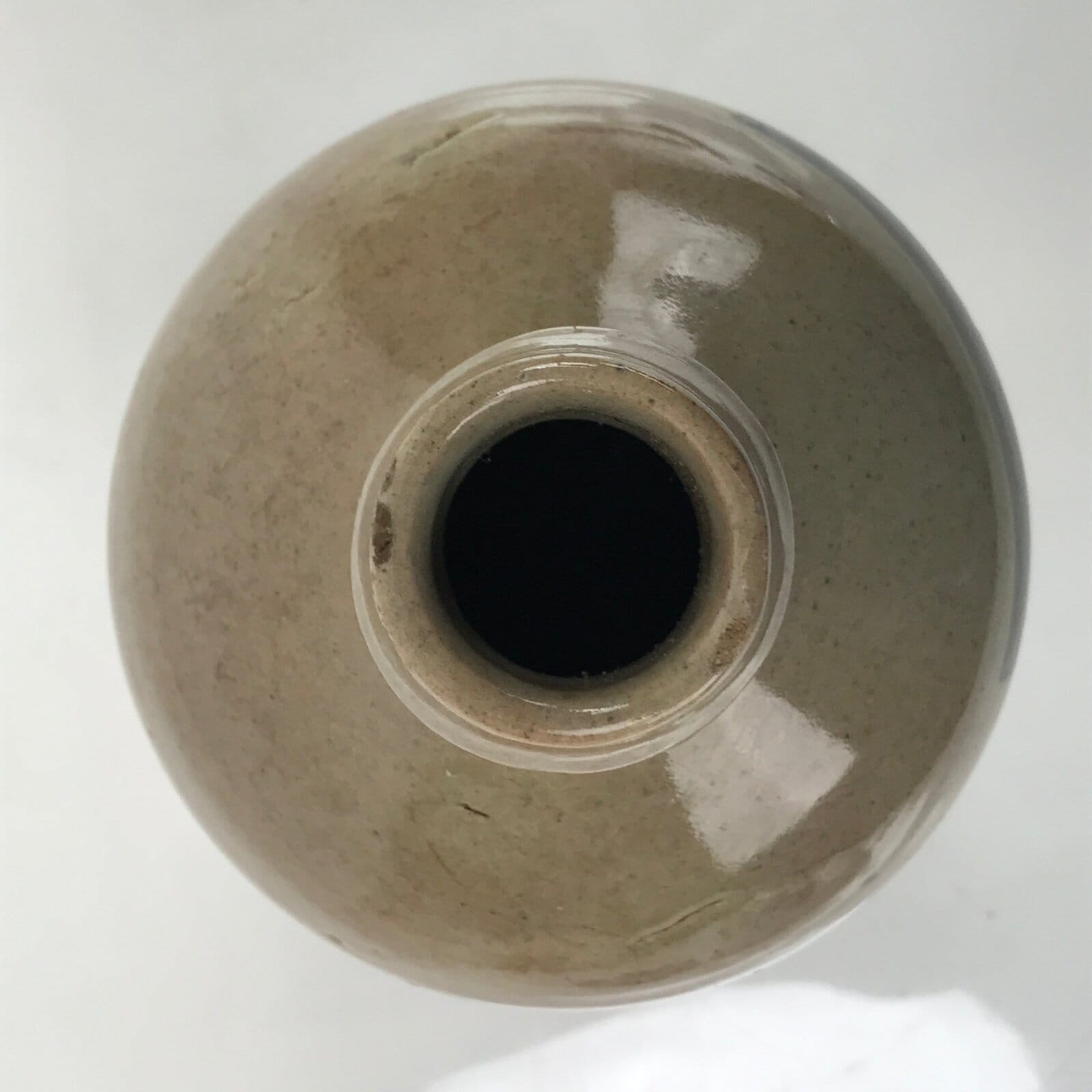 Antique C1880 Japanese Ceramic Sake Bottle Kayoi-Tokkuri Black Kanji Gray TS672