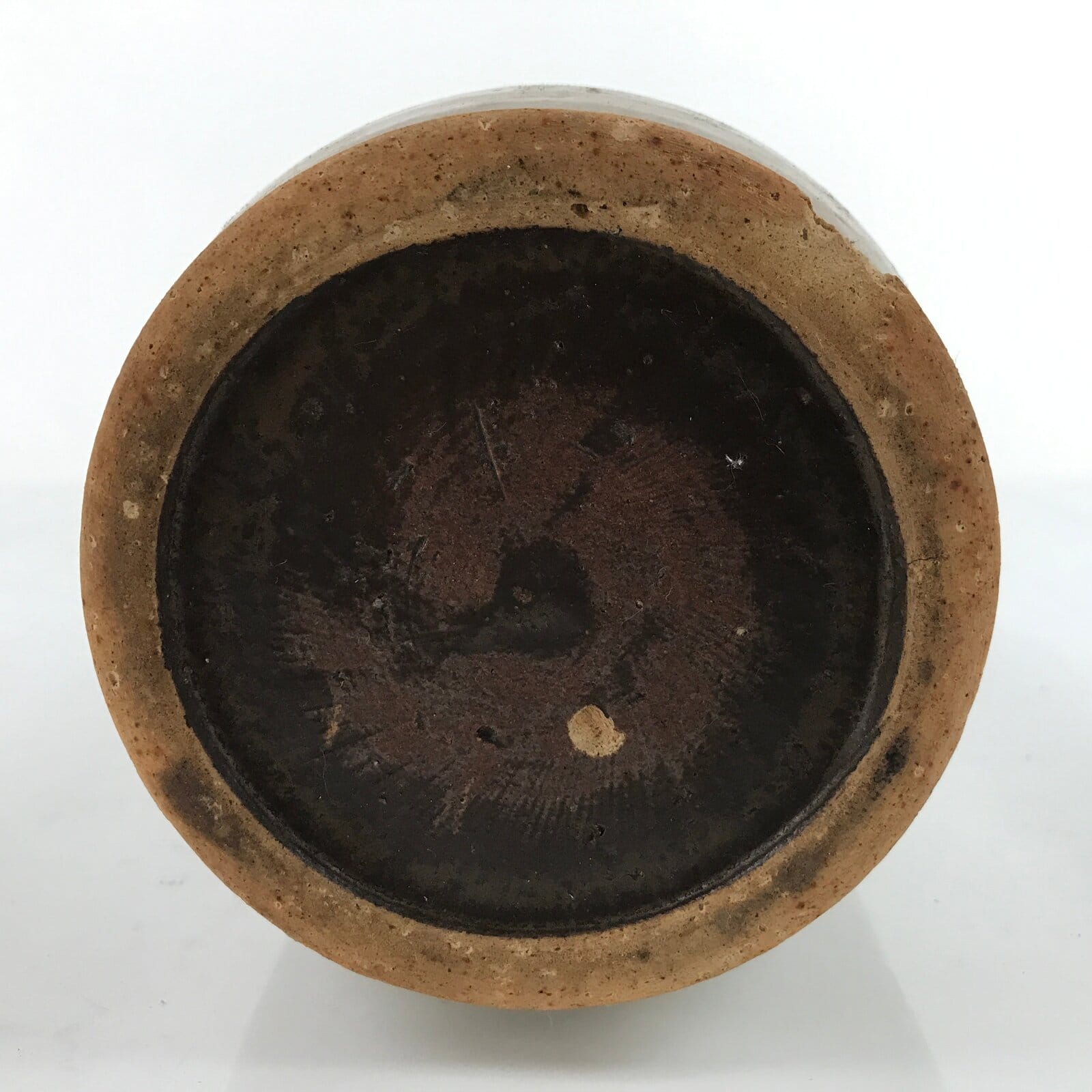 Antique C1880 Japanese Ceramic Sake Bottle Kayoi-Tokkuri Black Kanji Gray TS672