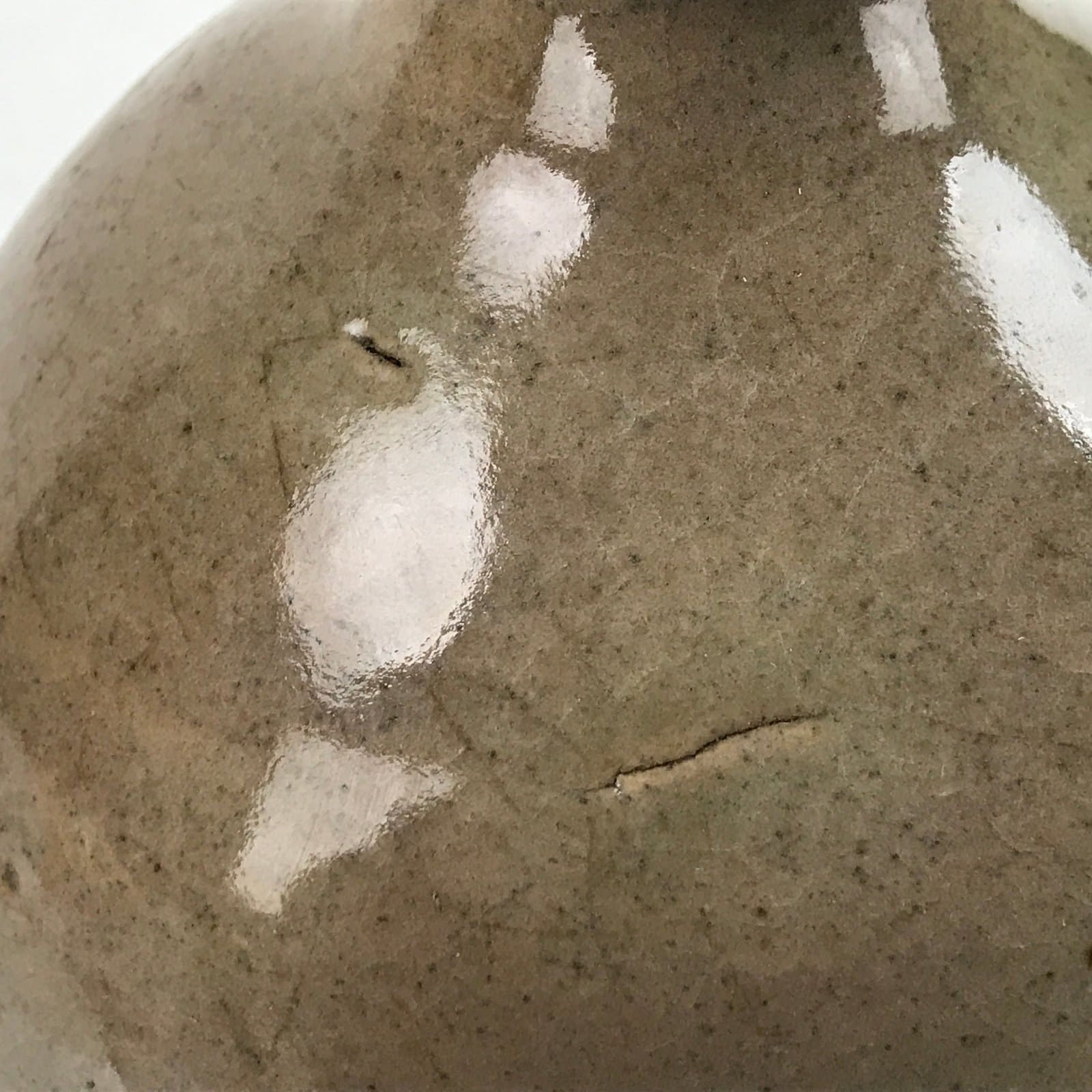 Antique C1880 Japanese Ceramic Sake Bottle Kayoi-Tokkuri Black Kanji Gray TS672