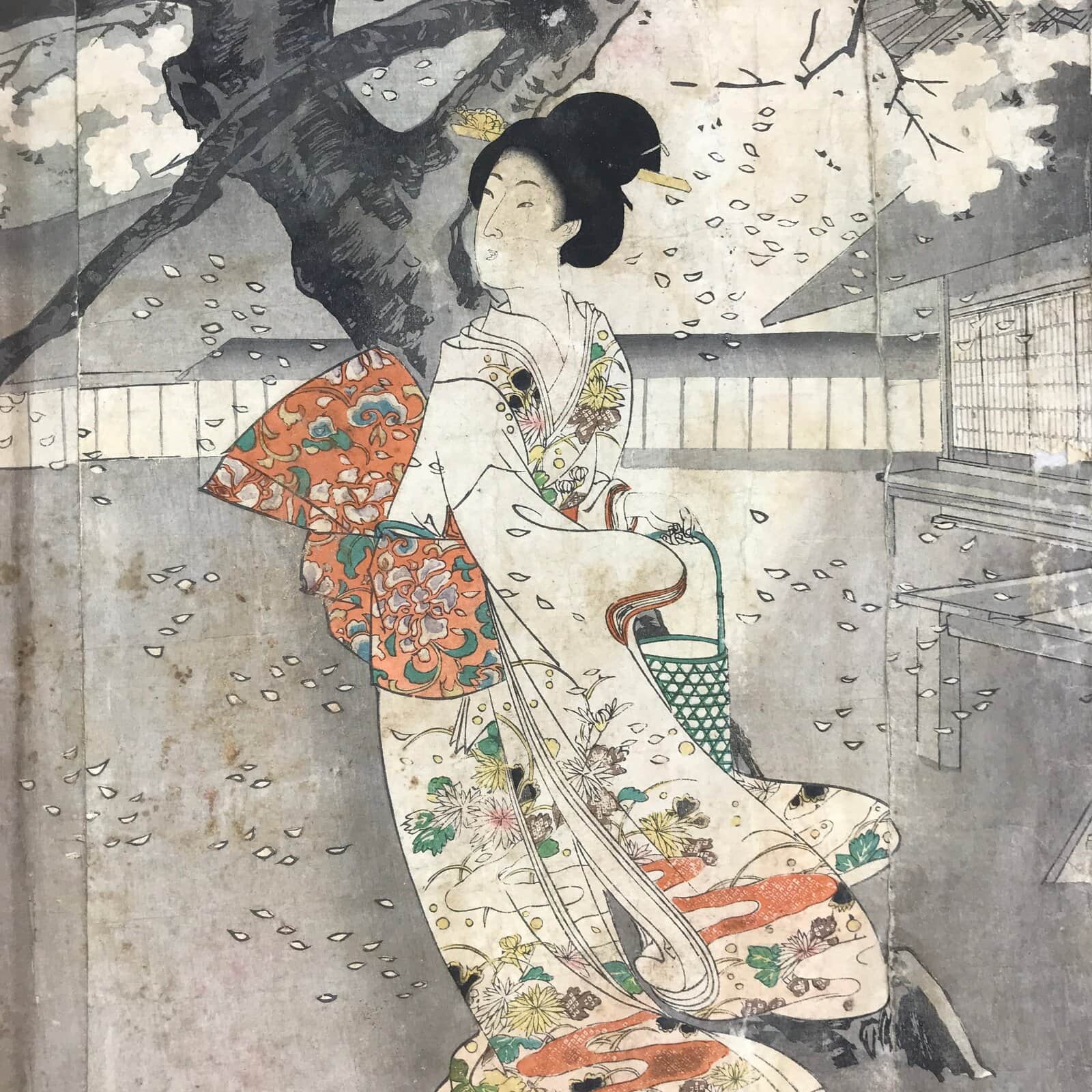 Antique C1880 Japanese Ukiyoe Woodblock Print Chikanobu Yoshu Chiyoda FL246