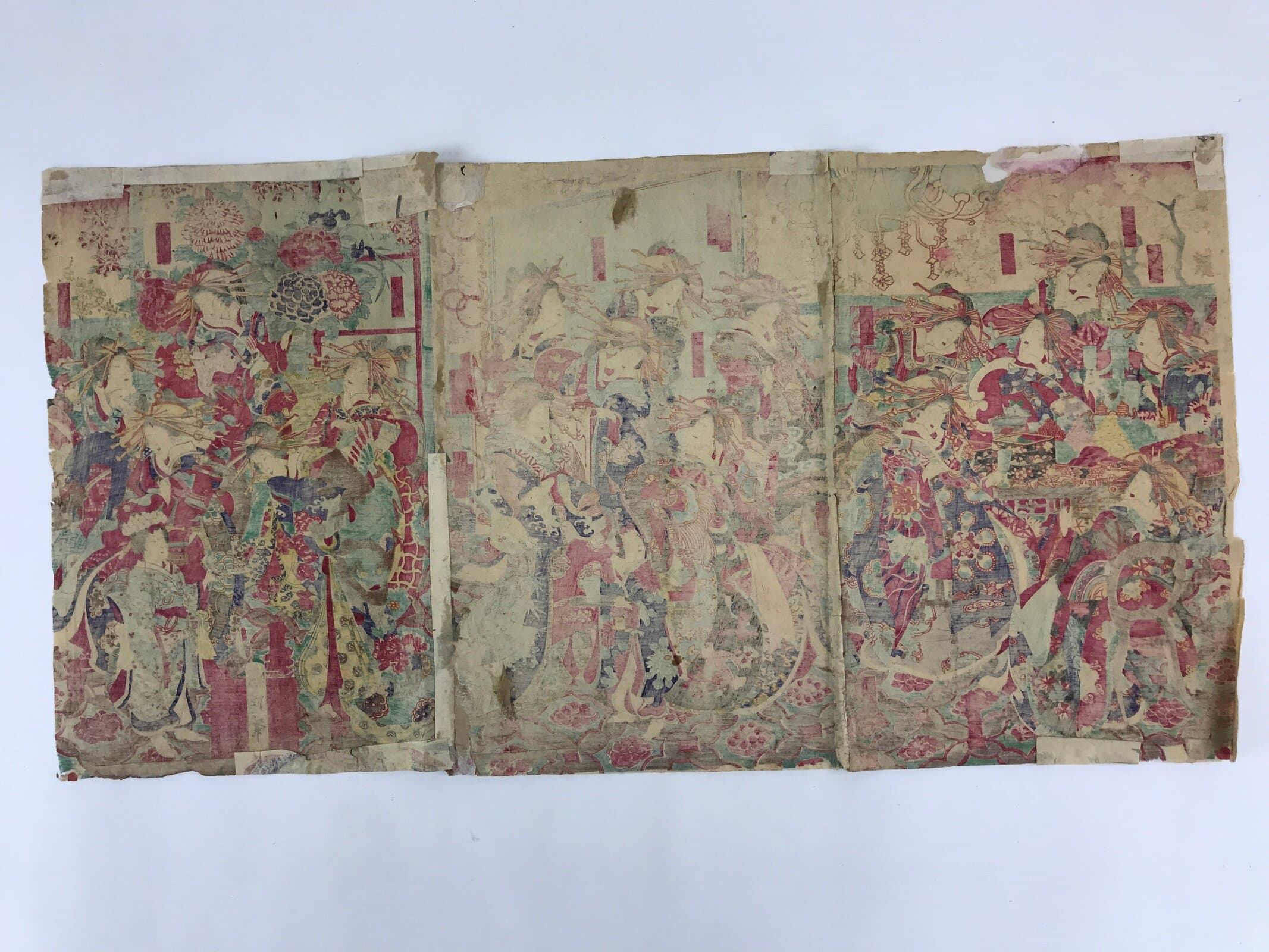 Antique C1880 Japanese Ukiyoe Woodblock Print Chikanobu Yoshu Kabuki FL243