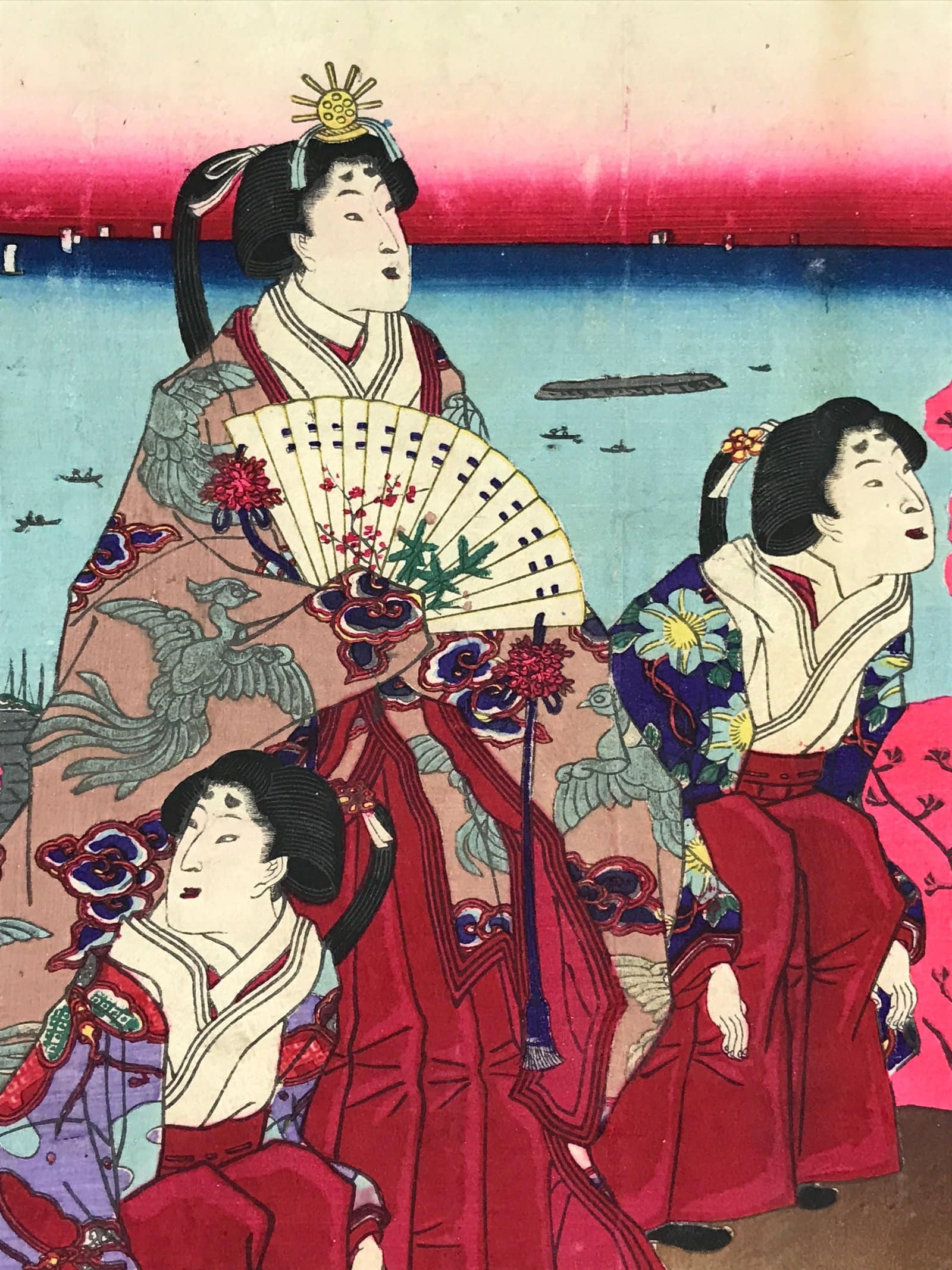 Antique C1880 Japanese Ukiyoe Woodblock Print Kuniaki Shiba Park FL247