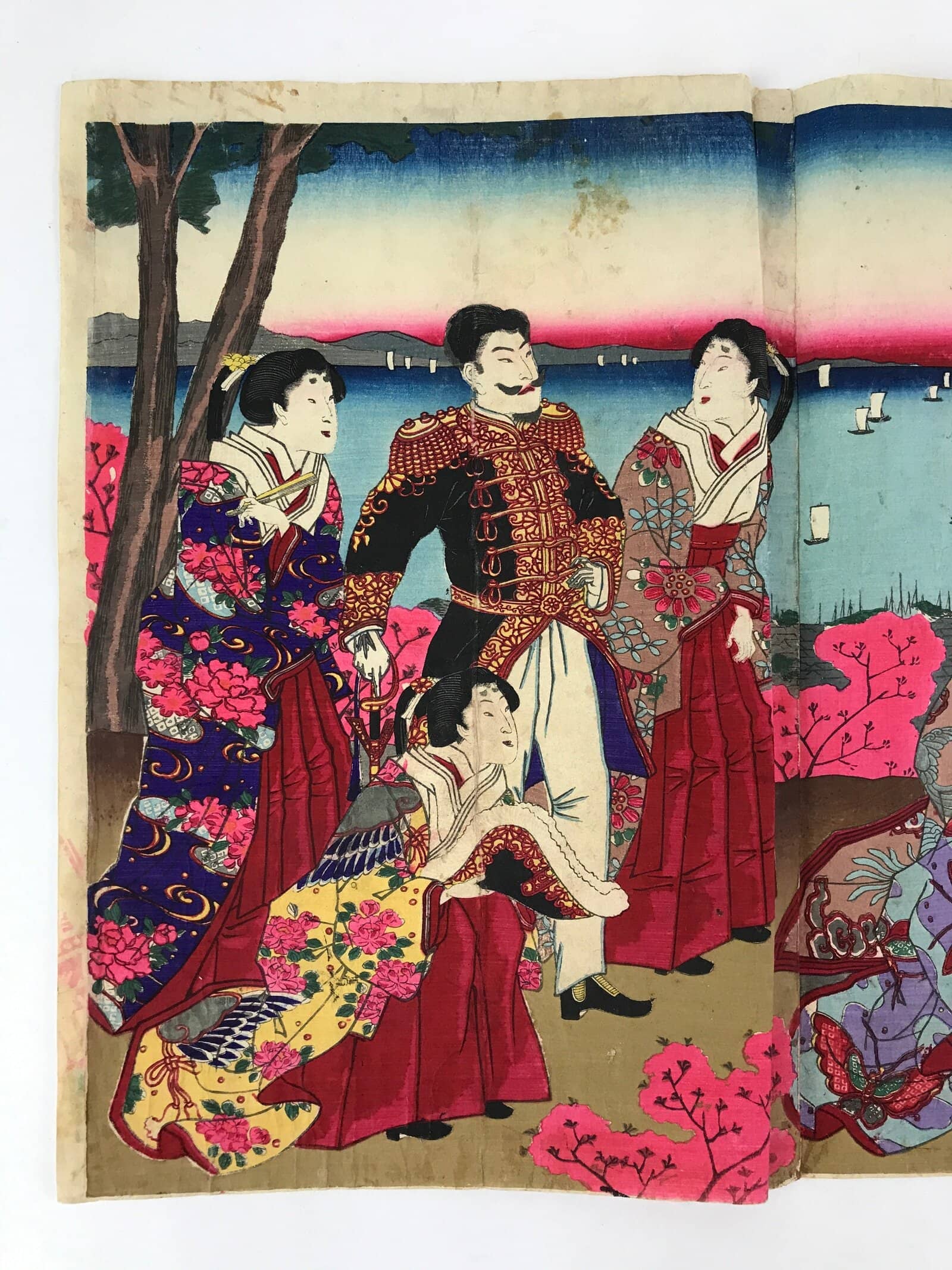 Antique C1880 Japanese Ukiyoe Woodblock Print Kuniaki Shiba Park FL247