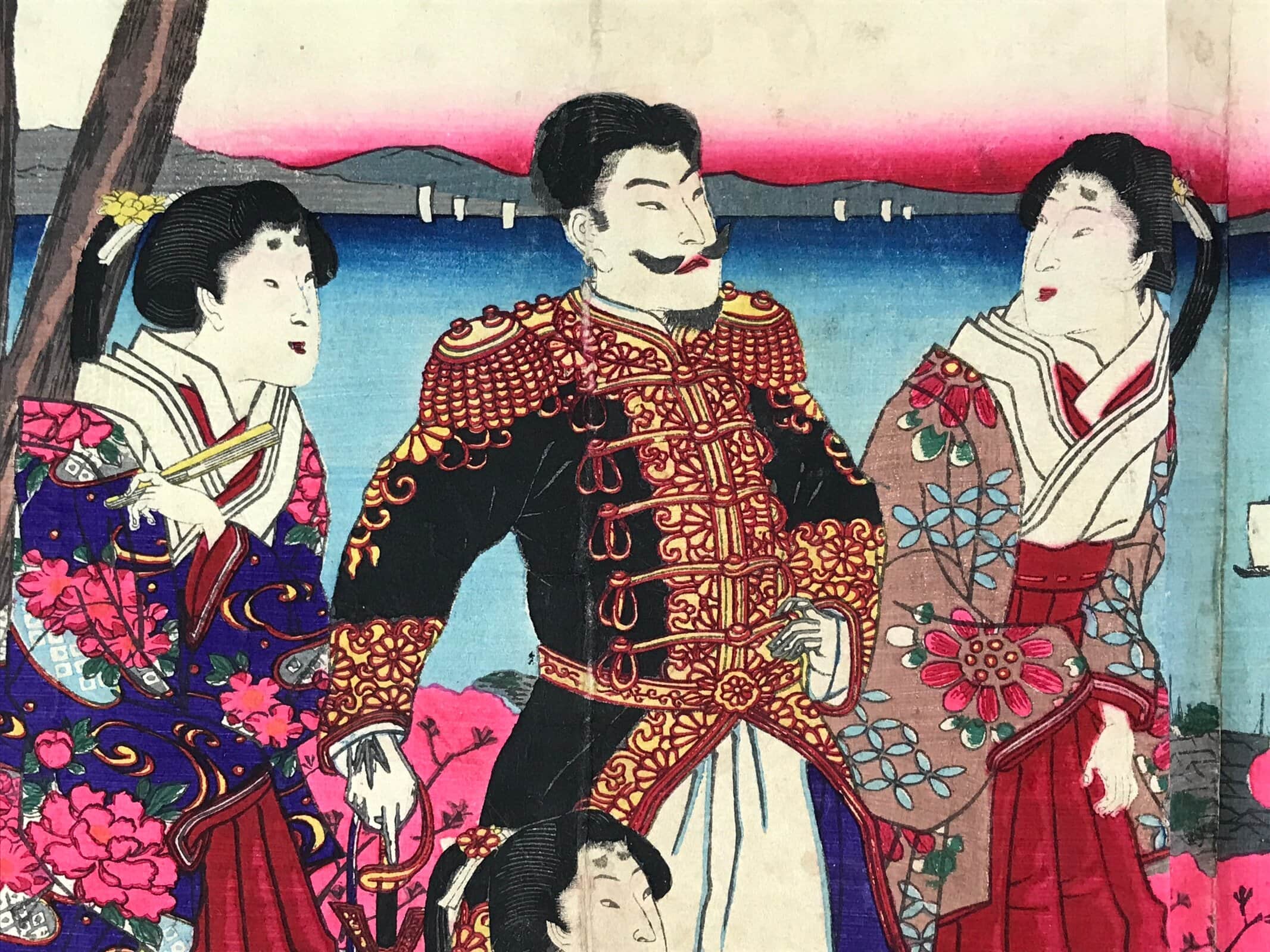 Antique C1880 Japanese Ukiyoe Woodblock Print Kuniaki Shiba Park FL247