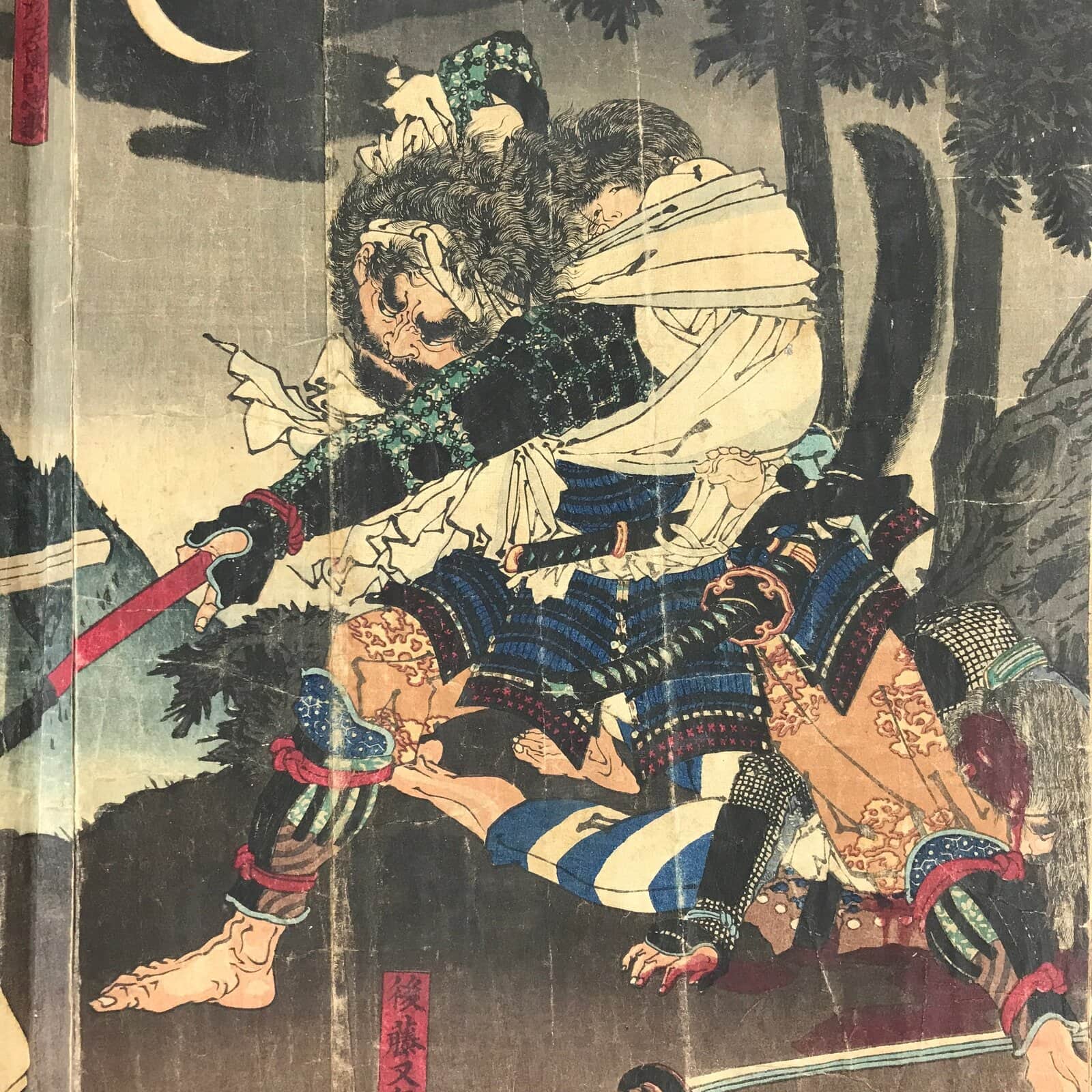 Antique C1880 Japanese Ukiyoe Woodblock Print Osaka Toyotomi Tokugawa FL248