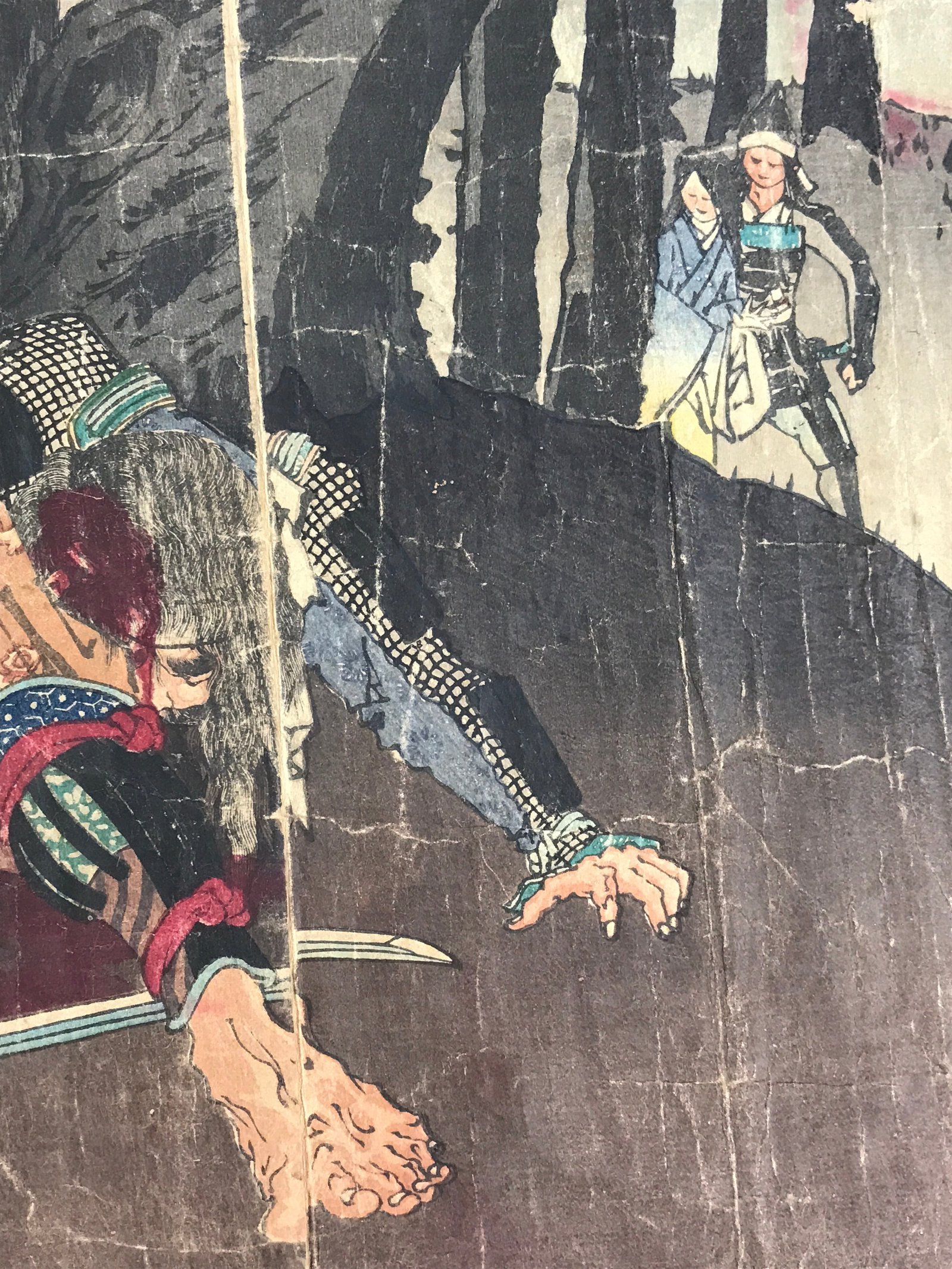 Antique C1880 Japanese Ukiyoe Woodblock Print Osaka Toyotomi Tokugawa FL248