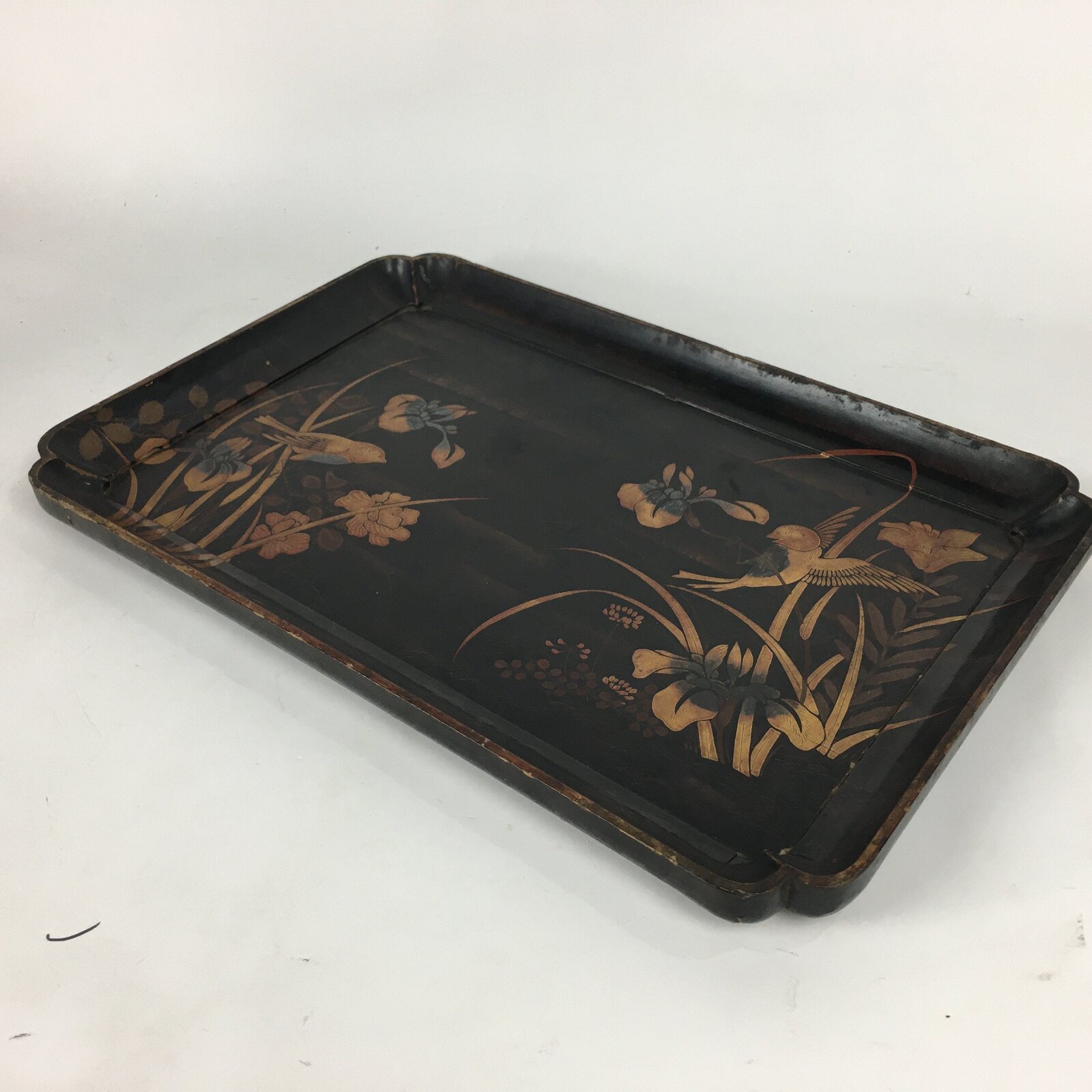 Antique C1880 Japanese Wooden Lacquered Tray Obon Kin-Makie Bon UR520
