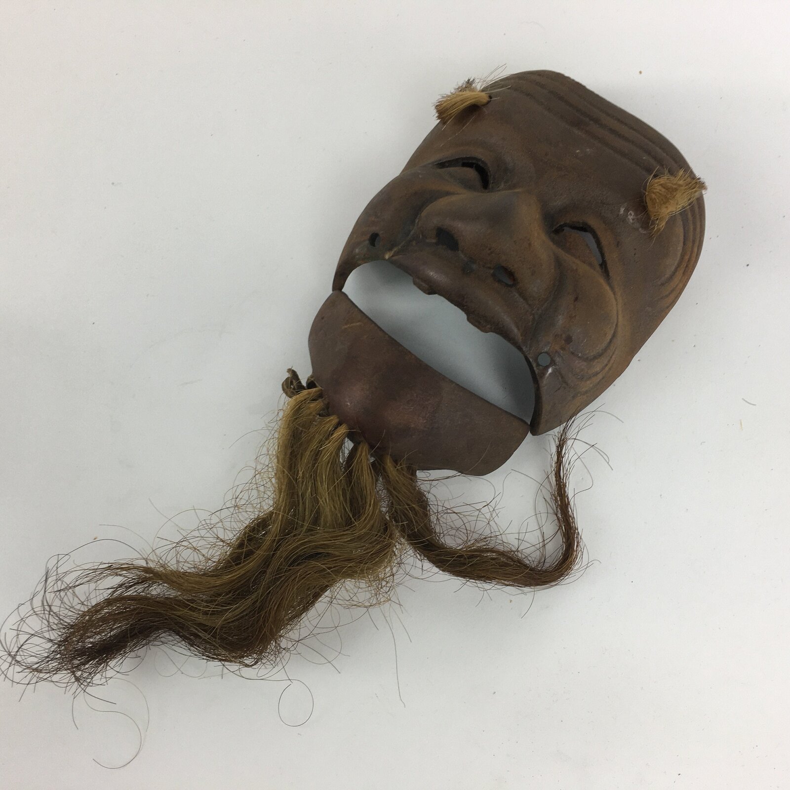 Antique C1900 Japanese Metal Face Mask Old Man Okina Omen Decoration OM27