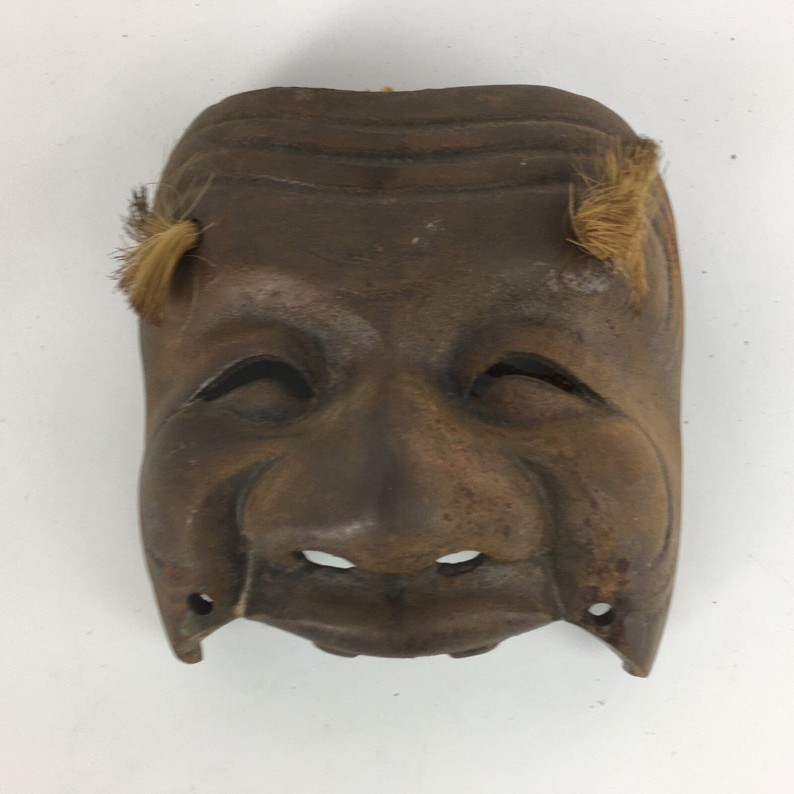 Antique C1900 Japanese Metal Face Mask Old Man Okina Omen Decoration OM27