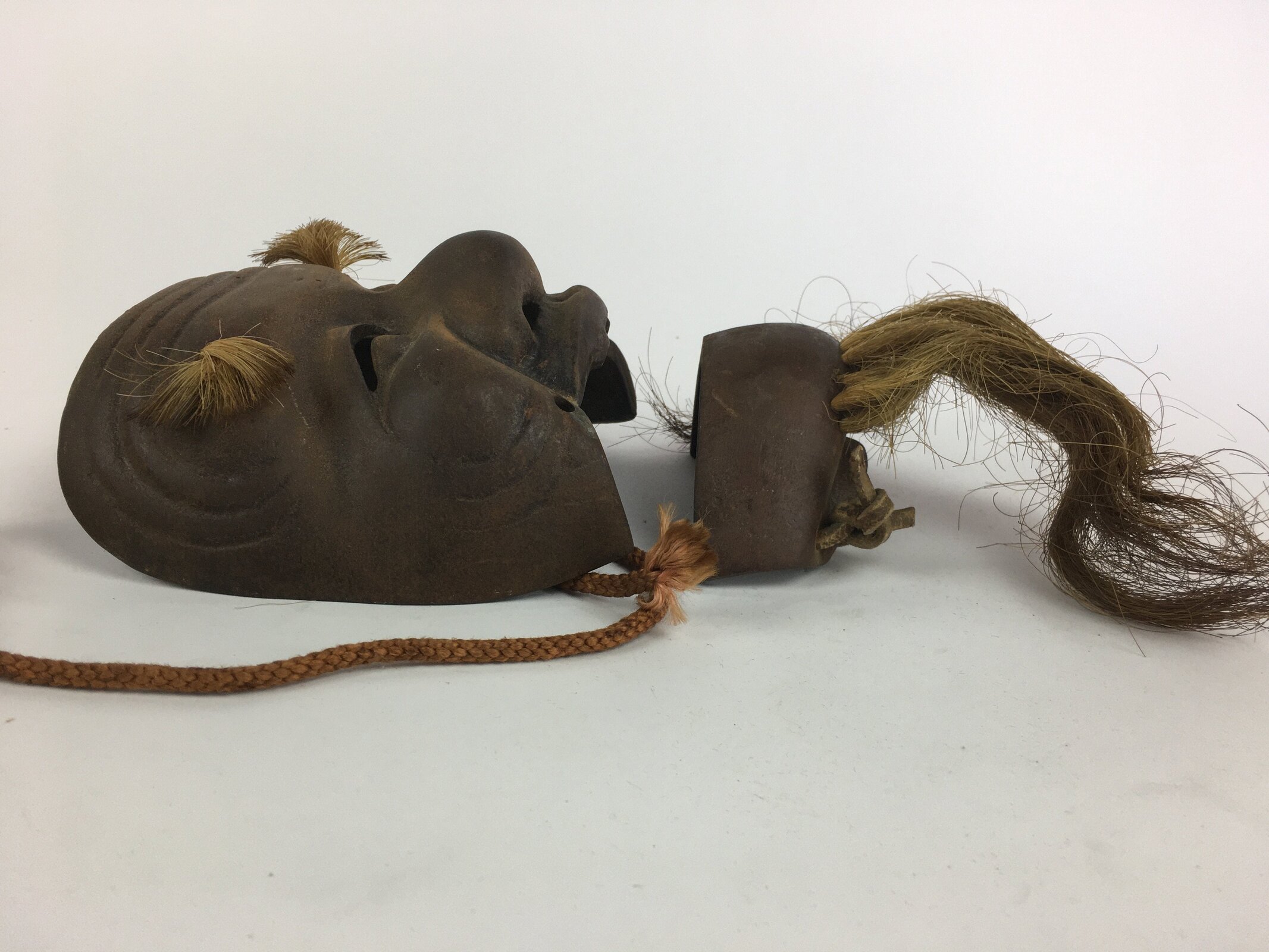 Antique C1900 Japanese Metal Face Mask Old Man Okina Omen Decoration OM27