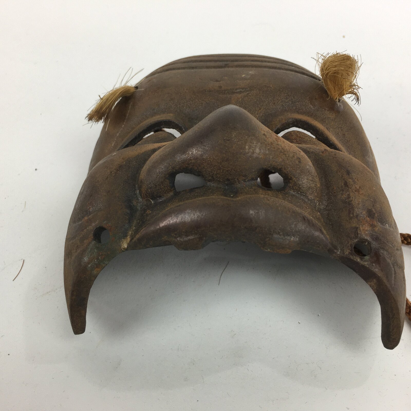 Antique C1900 Japanese Metal Face Mask Old Man Okina Omen Decoration OM27