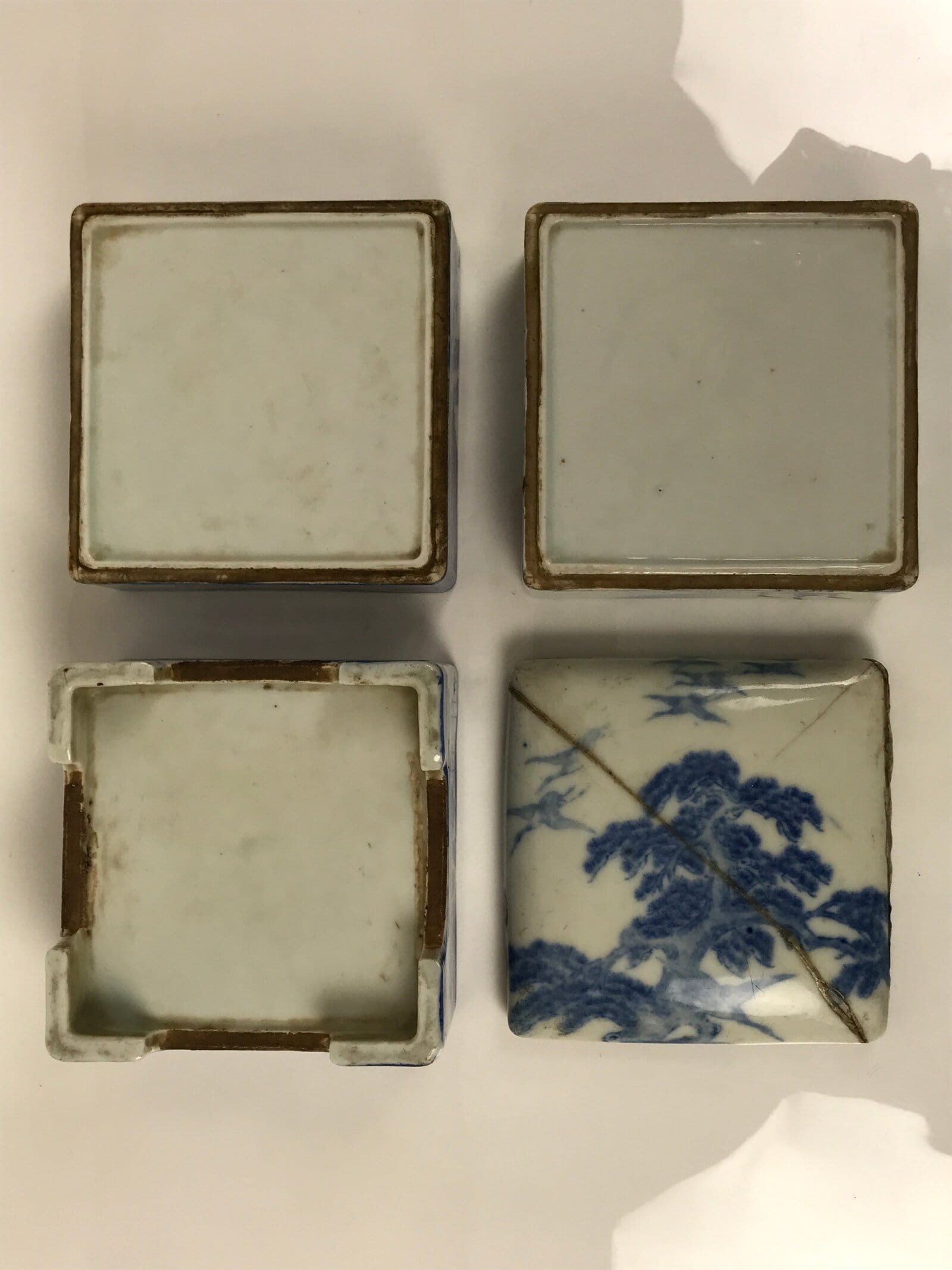 Antique C1900 Japanese Porcelain Lidded 3-Tier Bento Box Jubako Cranes Pine Y507