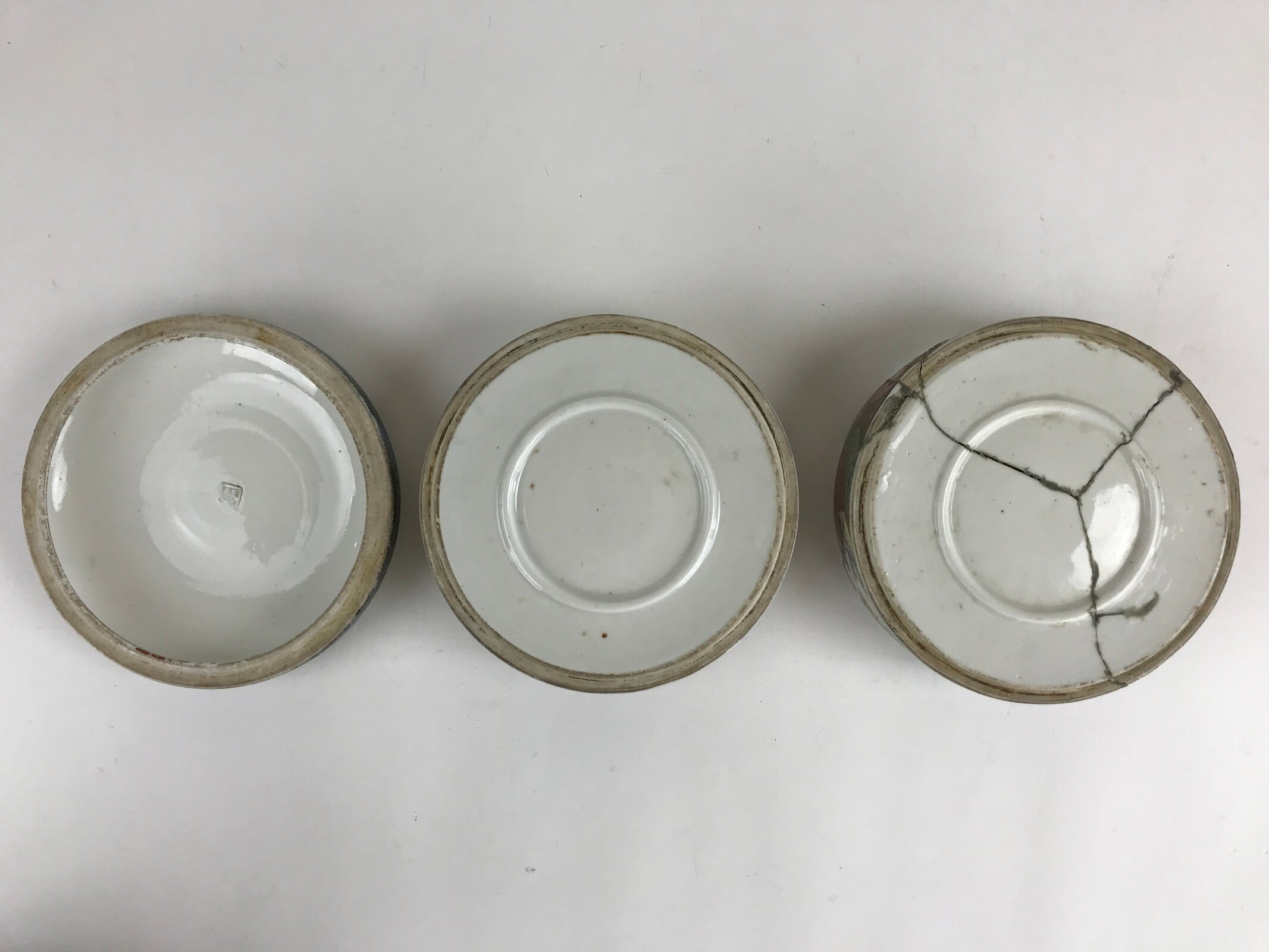 Antique C1900 Japanese Porcelain Lidded 4-tiered Bento Box Jubako Crane PY295