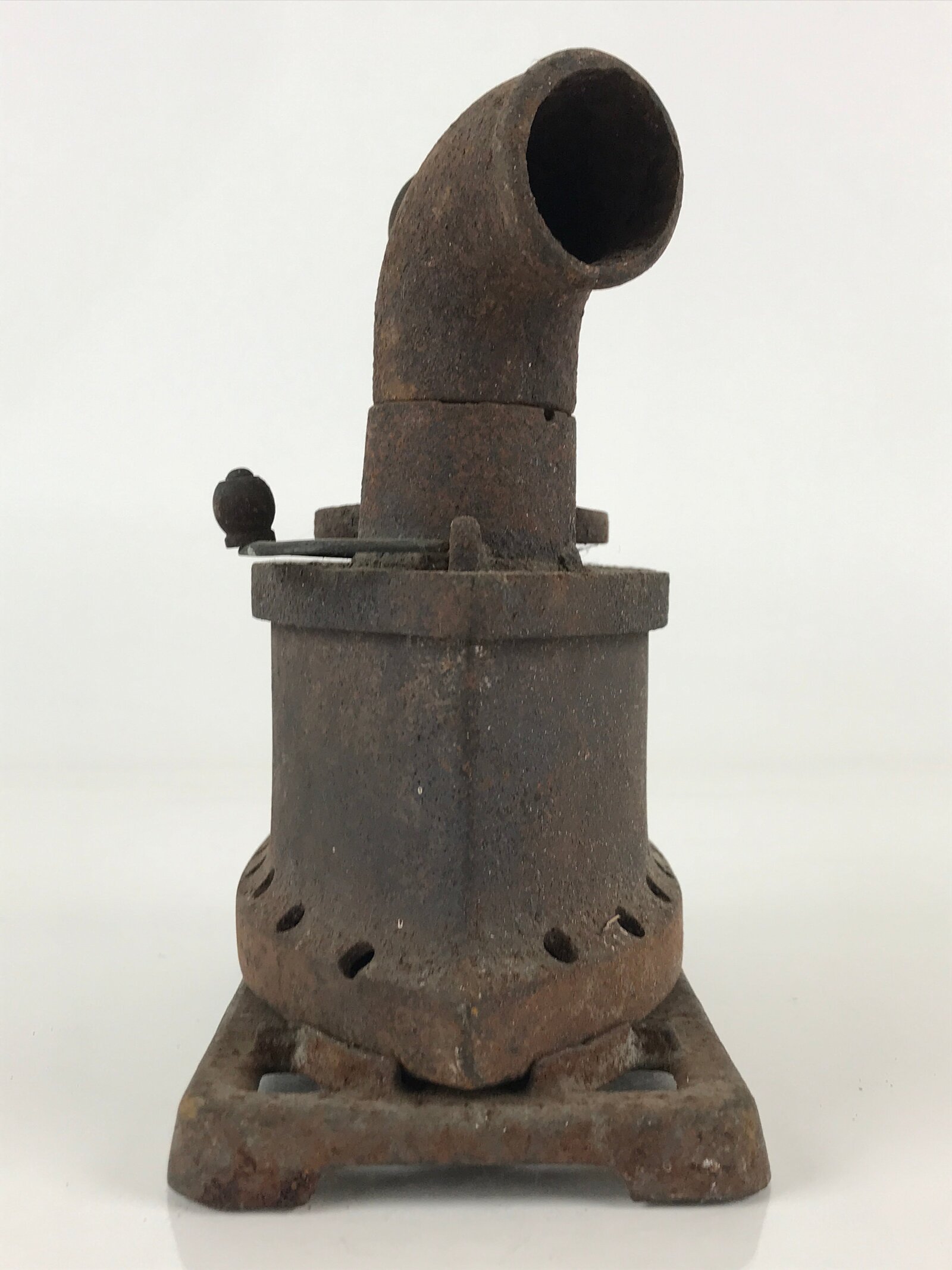 Antique C1900 Japanese Sad Iron Charcoal Chimney Wood Handle JK418