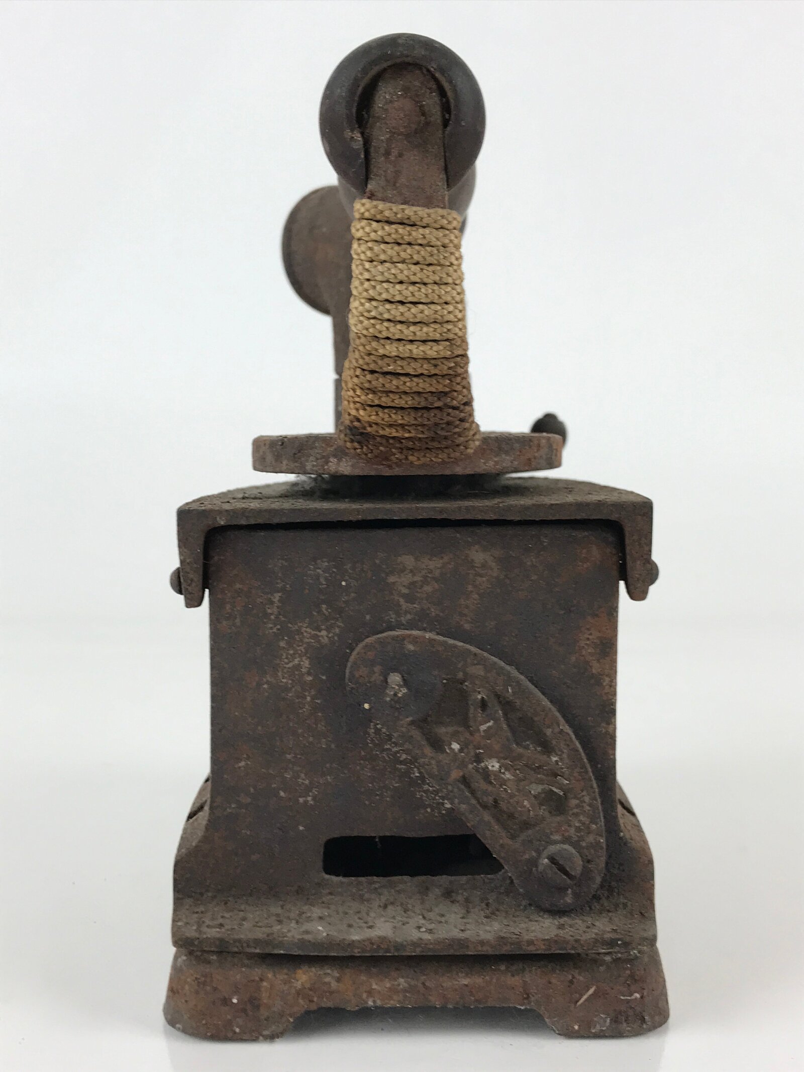 Antique C1900 Japanese Sad Iron Charcoal Chimney Wood Handle JK418