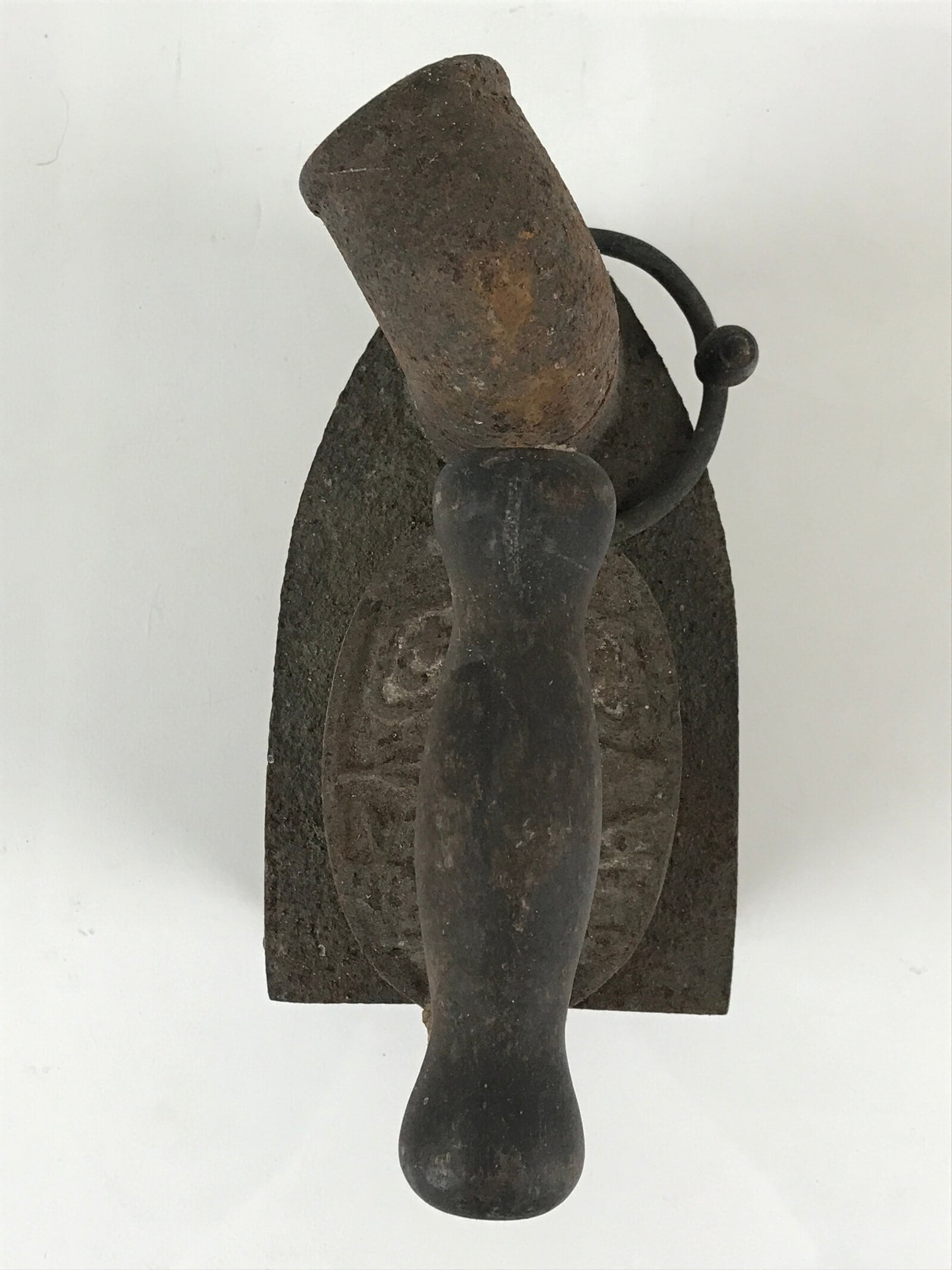 Antique C1900 Japanese Sad Iron Charcoal Chimney Wood Handle JK418