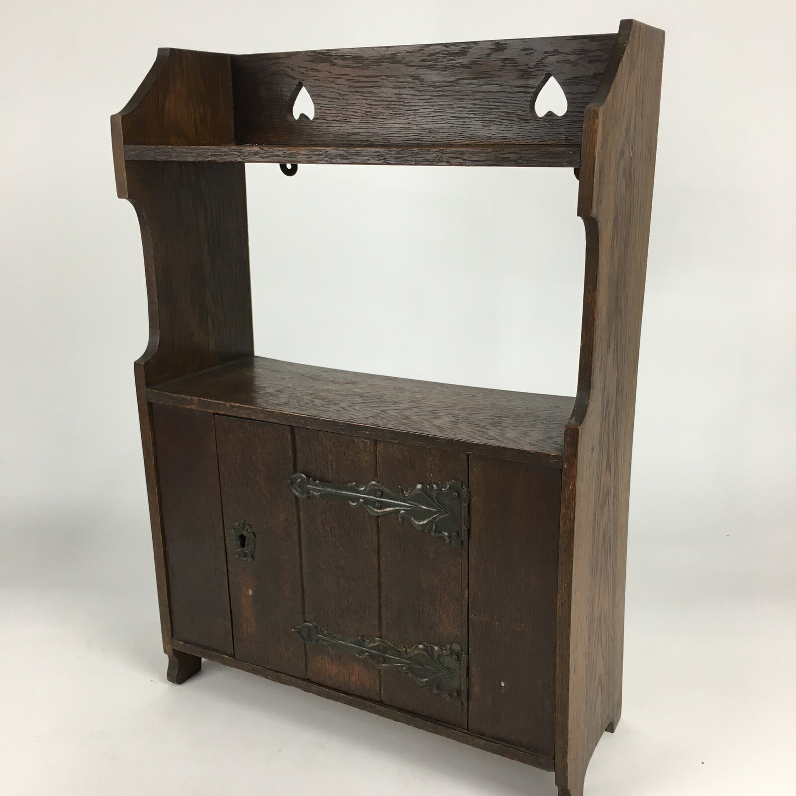 Antique C1900 Japanese Wood Shelf Hanging Rack Door With Lock Brown T275