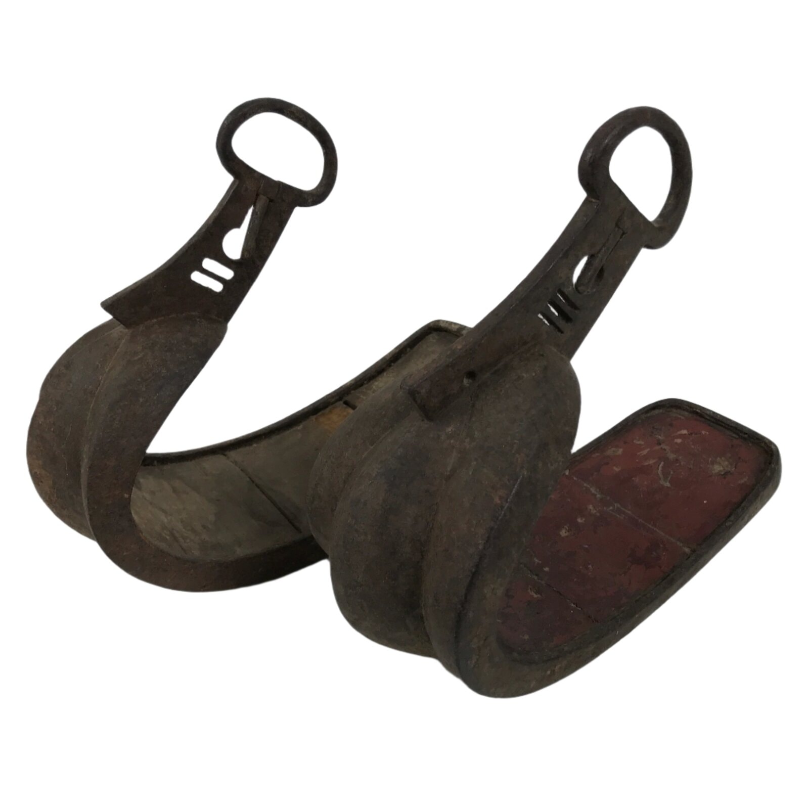 Antique Edo Japanese Cast Iron Tsubo Abumi Stirrups Samurai Horse Tack JK852