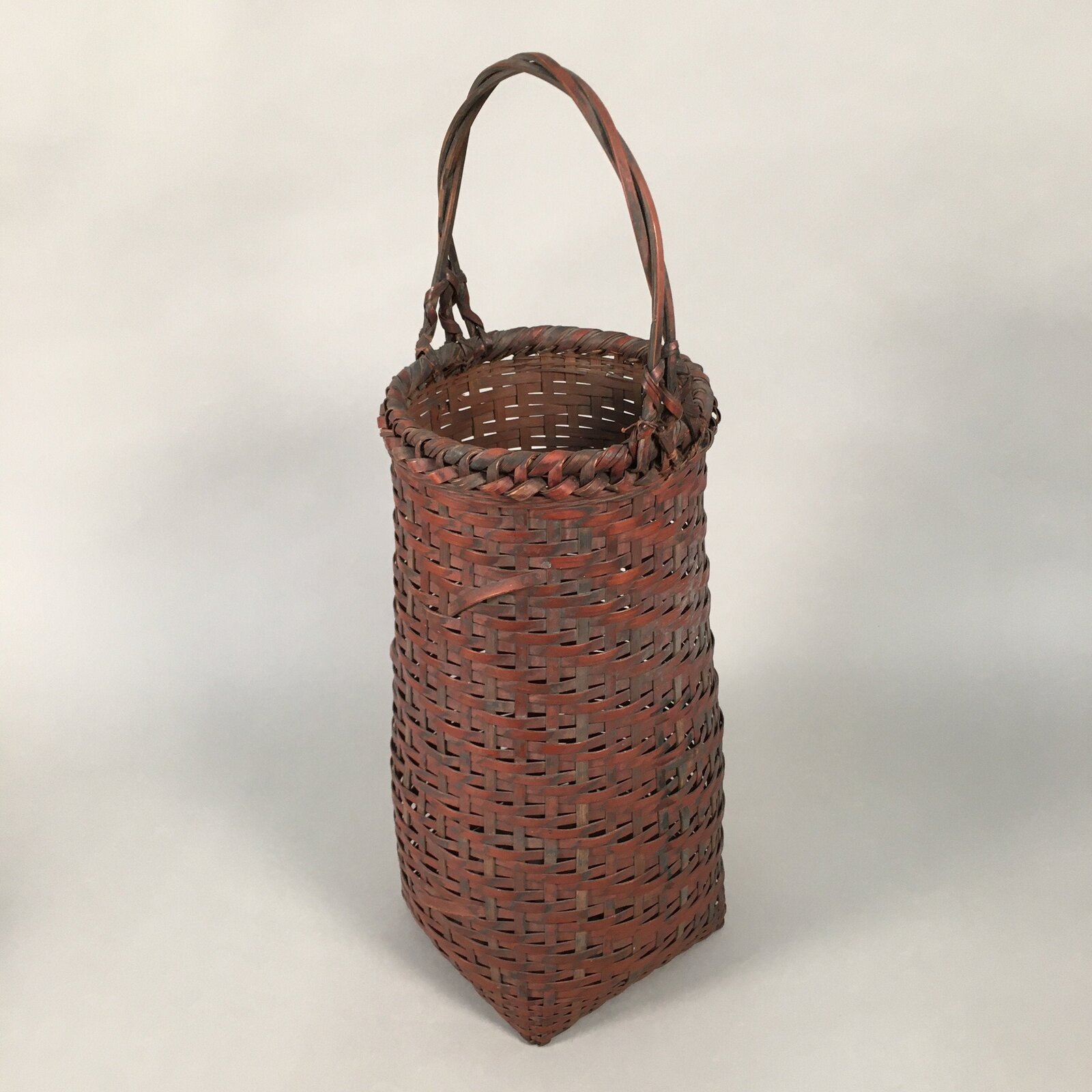 Antique Japanese Bamboo Basket Flower Vase Ikebana Arrangement Kado B141