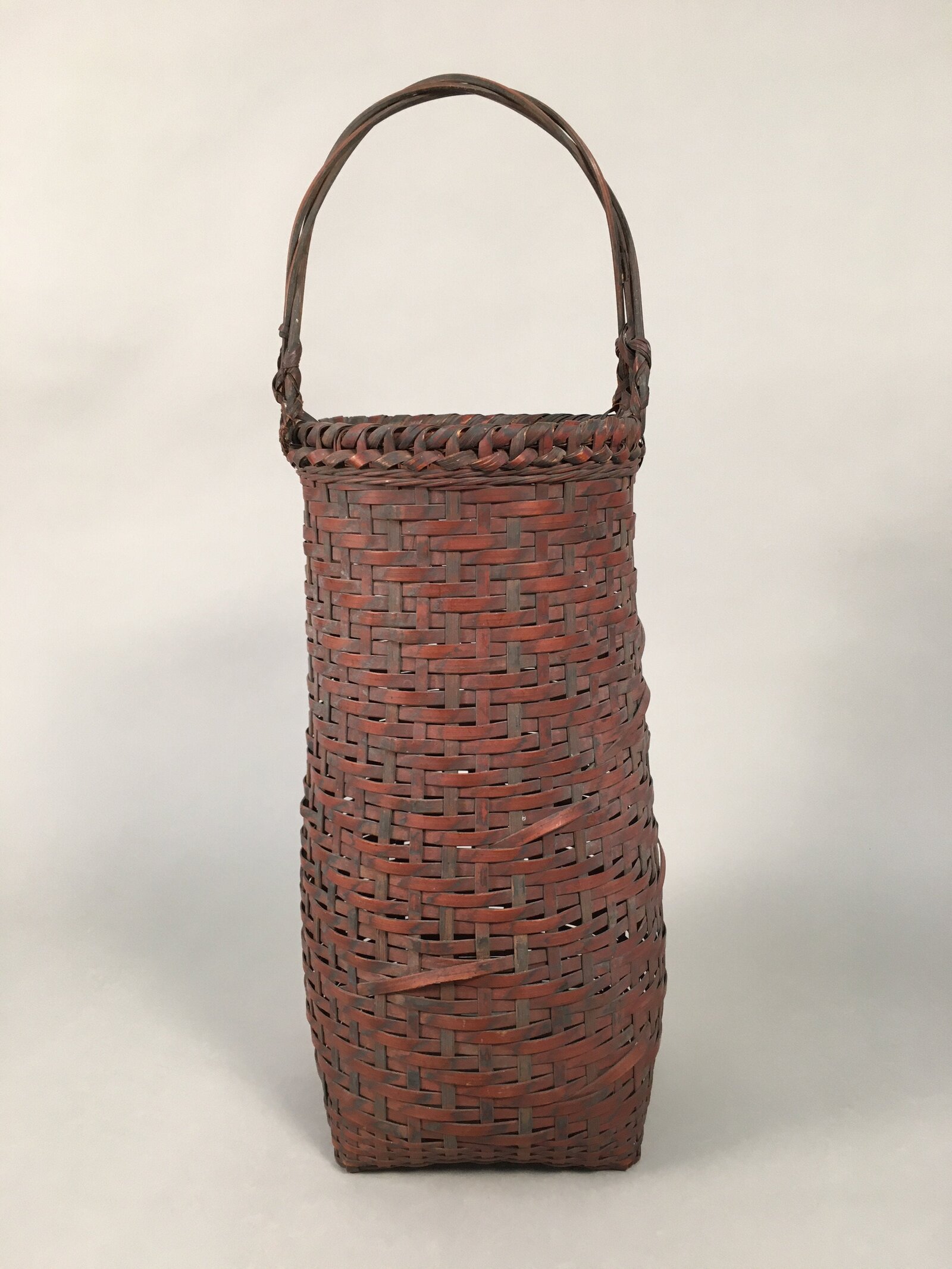 Antique Japanese Bamboo Basket Flower Vase Ikebana Arrangement Kado B141