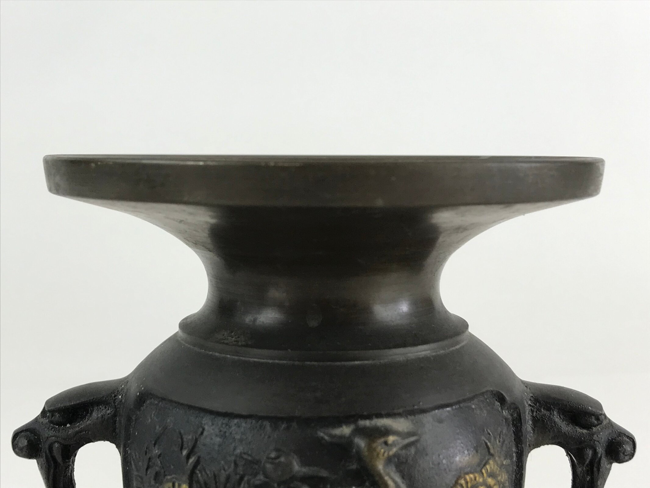 Antique Japanese Bronze Buddhist Altar Fitting Flower Vase 2pc Set Butsudan BU745