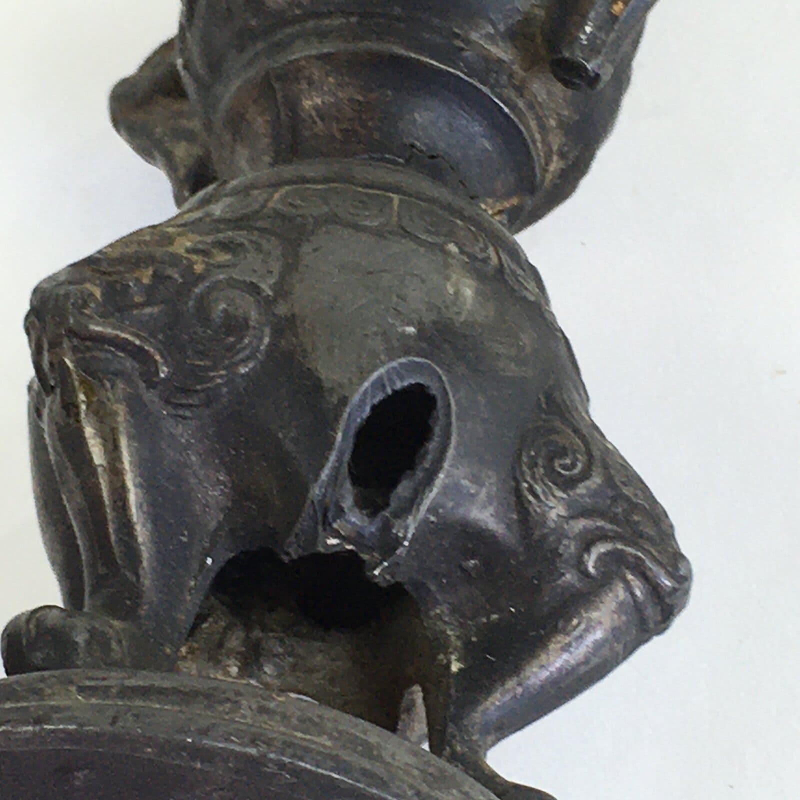 Antique Japanese Buddhist Altar Fitting Bronze Candle Stand Shokudai BU686