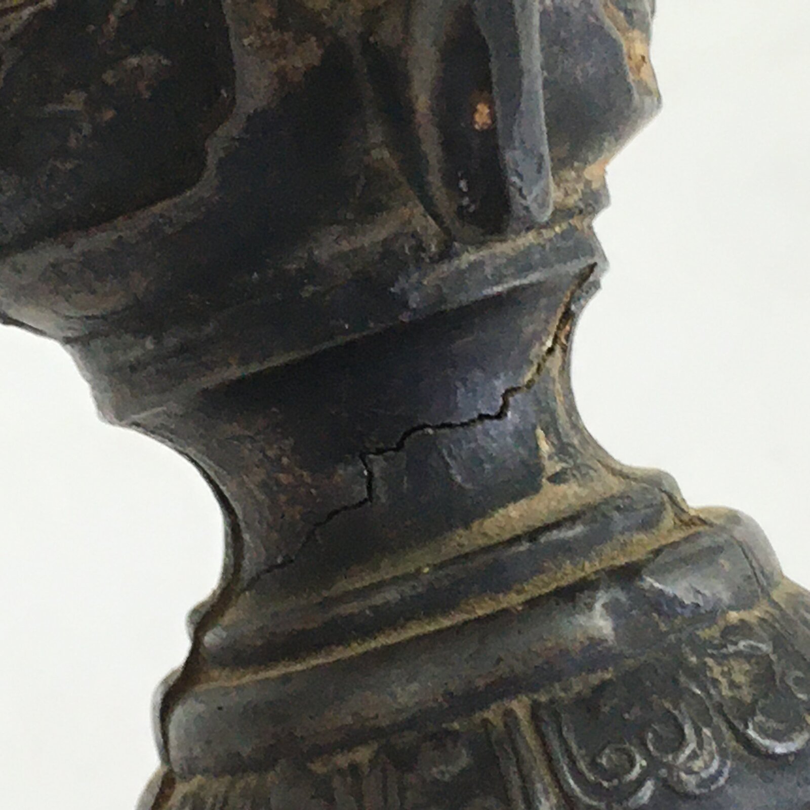 Antique Japanese Buddhist Altar Fitting Bronze Candle Stand Shokudai BU686