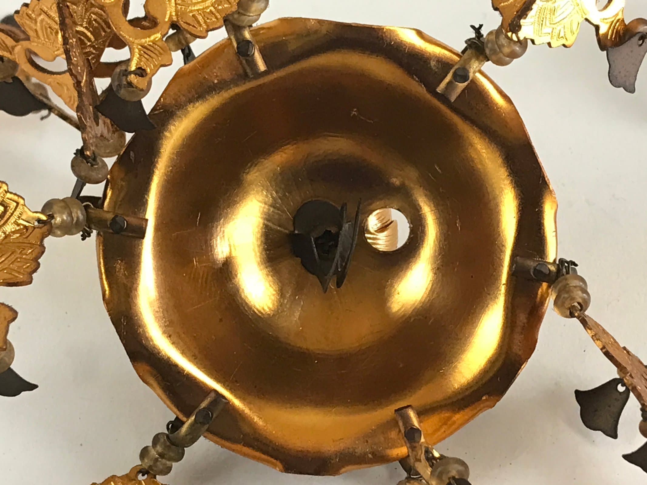 Antique Japanese Buddhist Altar Fitting Hanging Lantern Yoraku Butsugu BU853