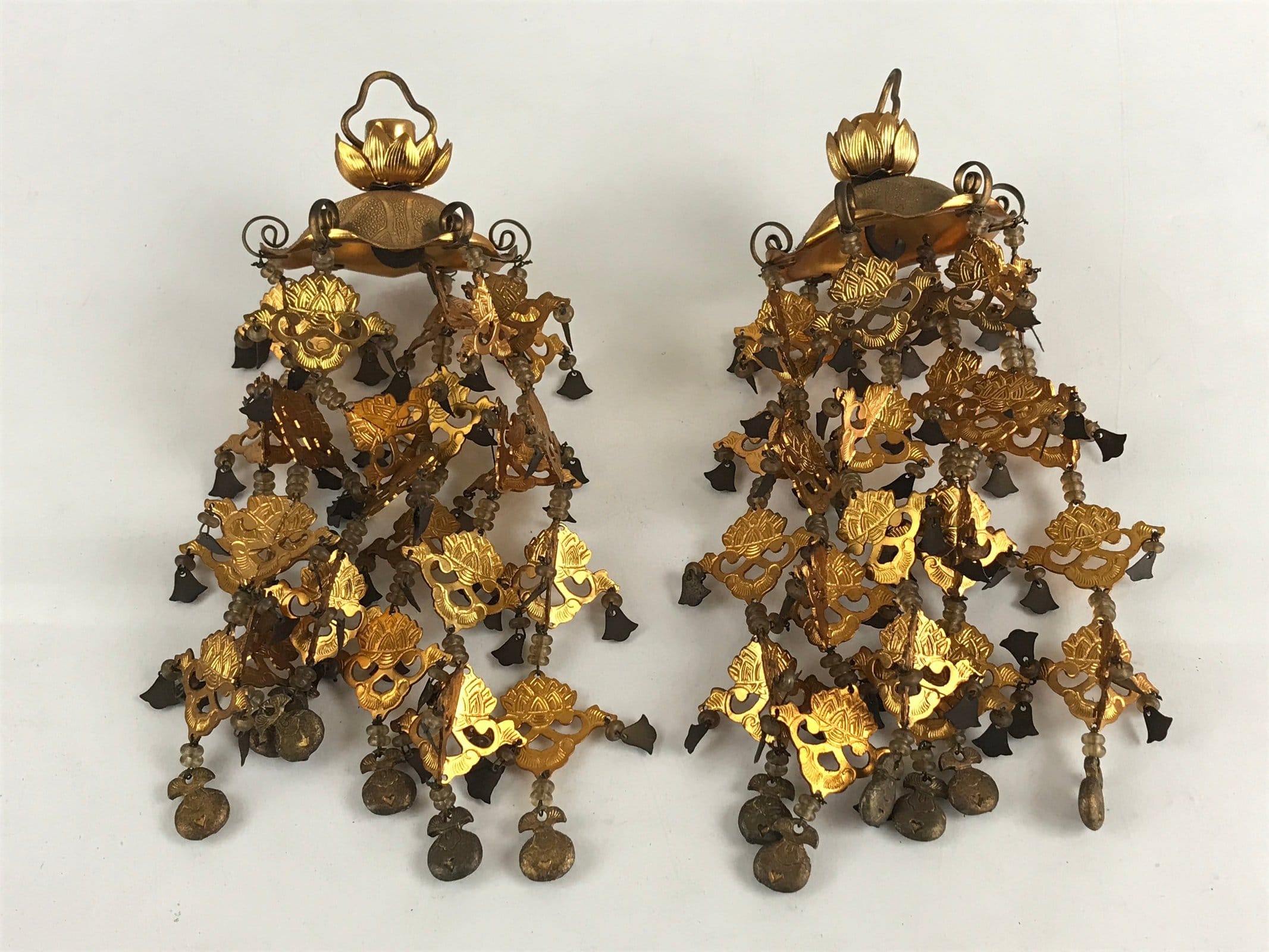 Antique Japanese Buddhist Altar Fitting Hanging Lantern Yoraku Butsugu BU853