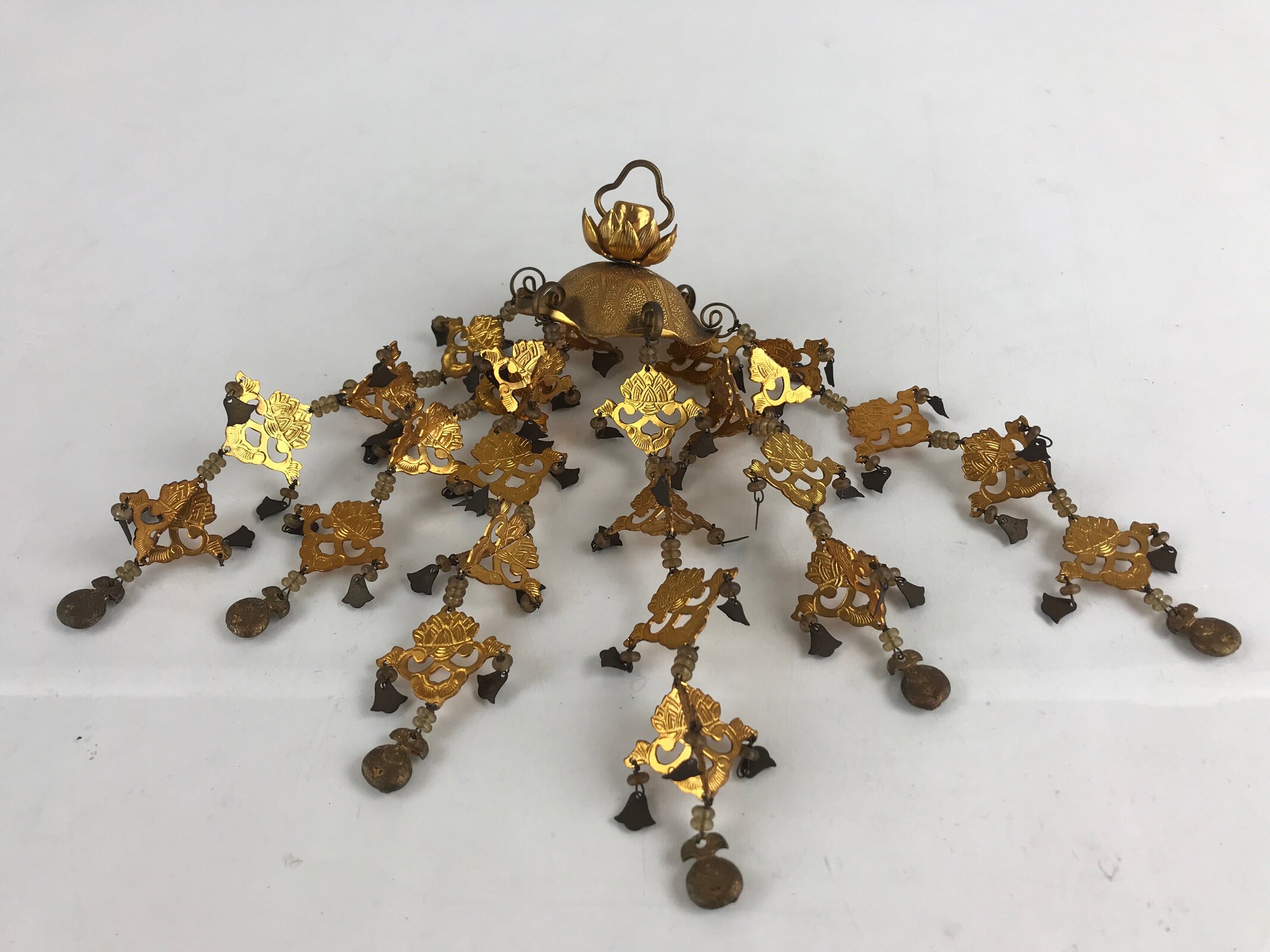 Antique Japanese Buddhist Altar Fitting Hanging Lantern Yoraku Butsugu BU853