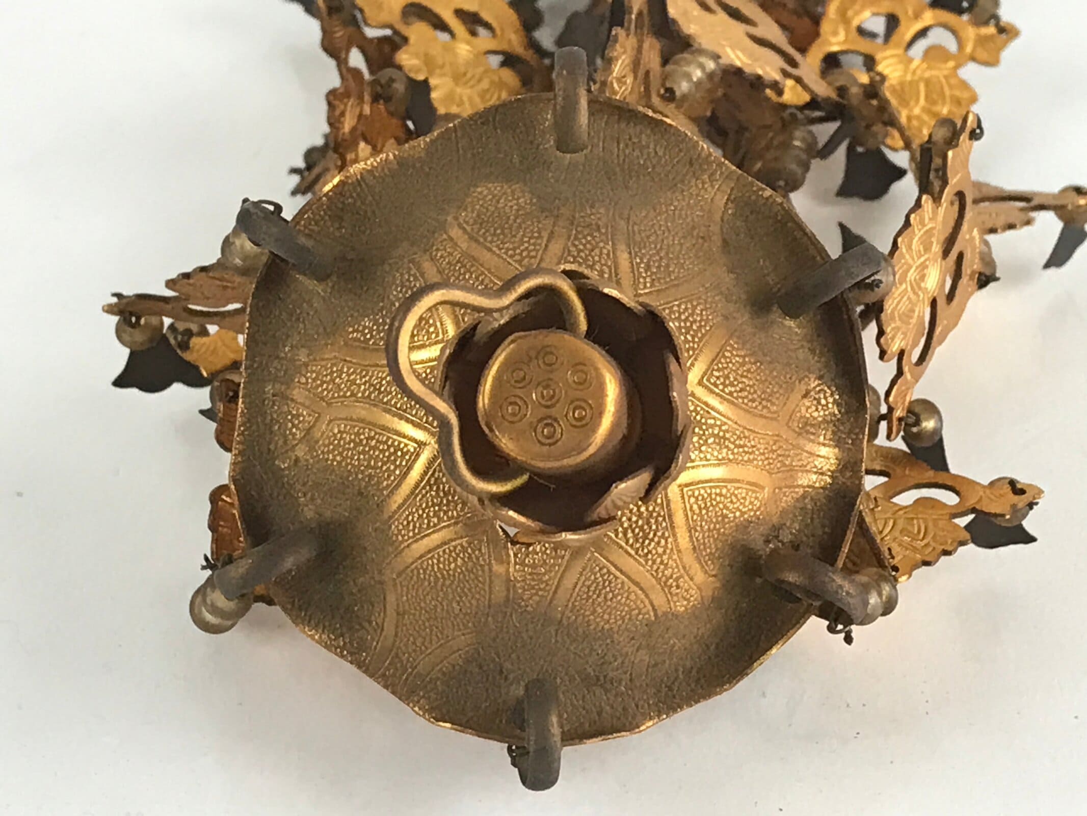 Antique Japanese Buddhist Altar Fitting Hanging Lantern Yoraku Butsugu BU853