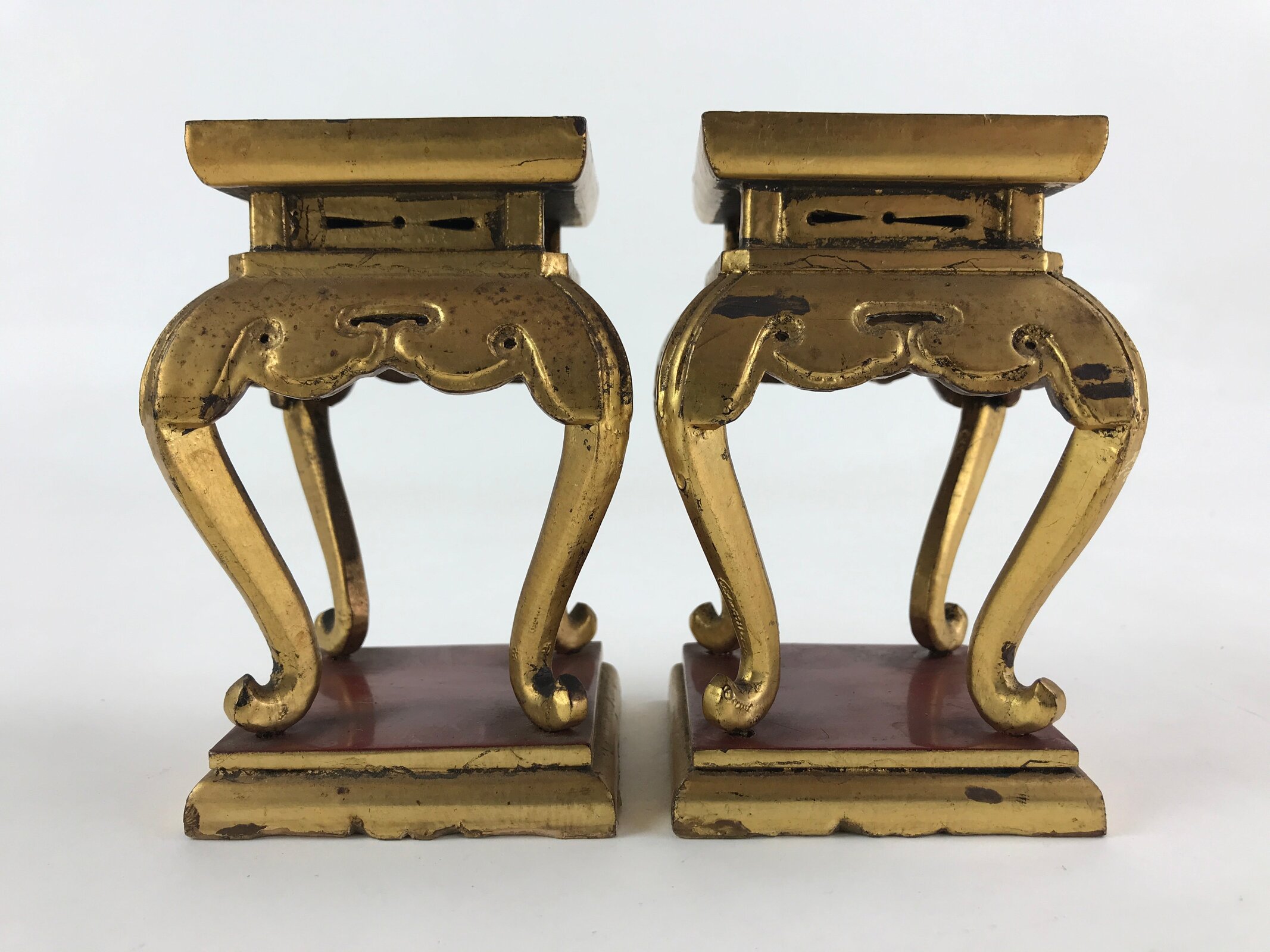 Antique Japanese Buddhist Altar Fitting Offering Stand Butsugu Set Gold BU991