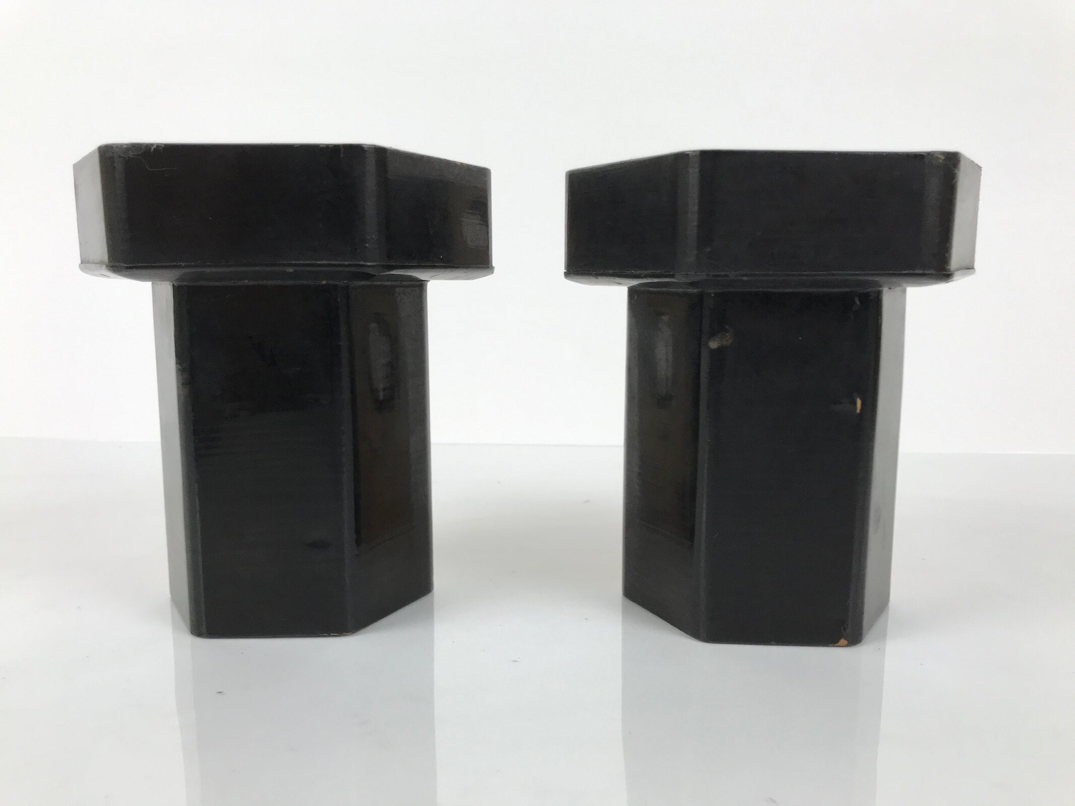 Antique Japanese Buddhist Altar Fitting Wooden Kuge Offering Stand 2pc Box BA816