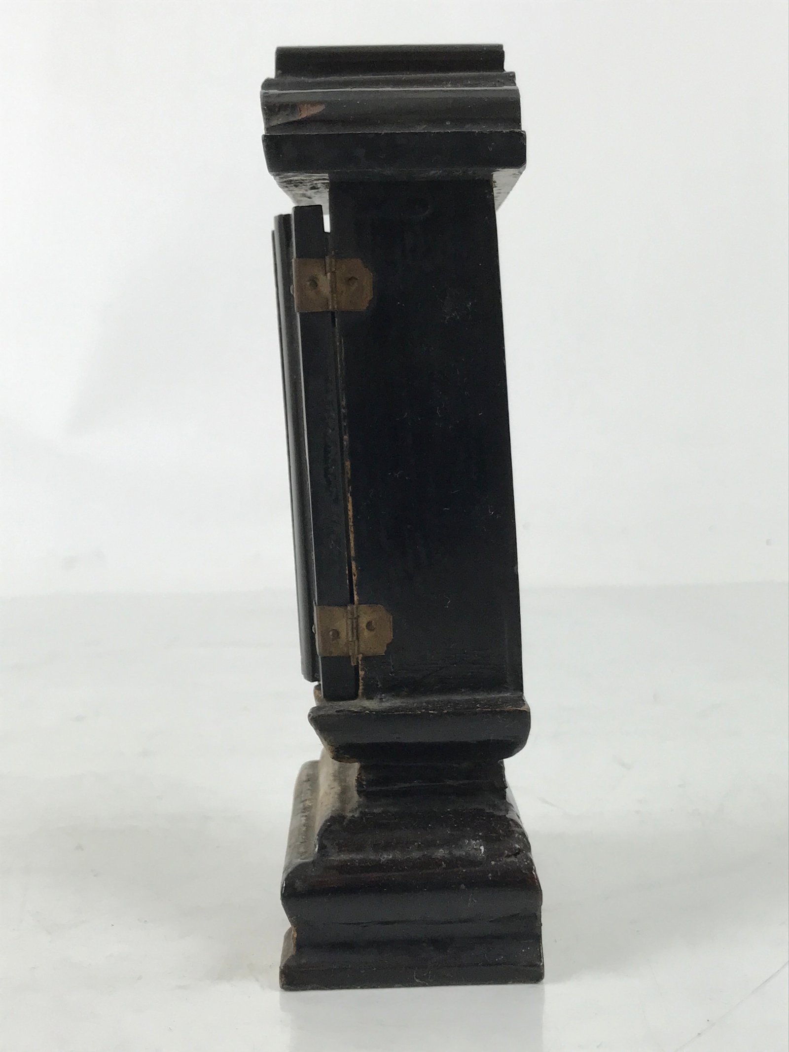 Antique Japanese Buddhist Altar Mortuary Tablet Lacquer Wood Black Gold BA526