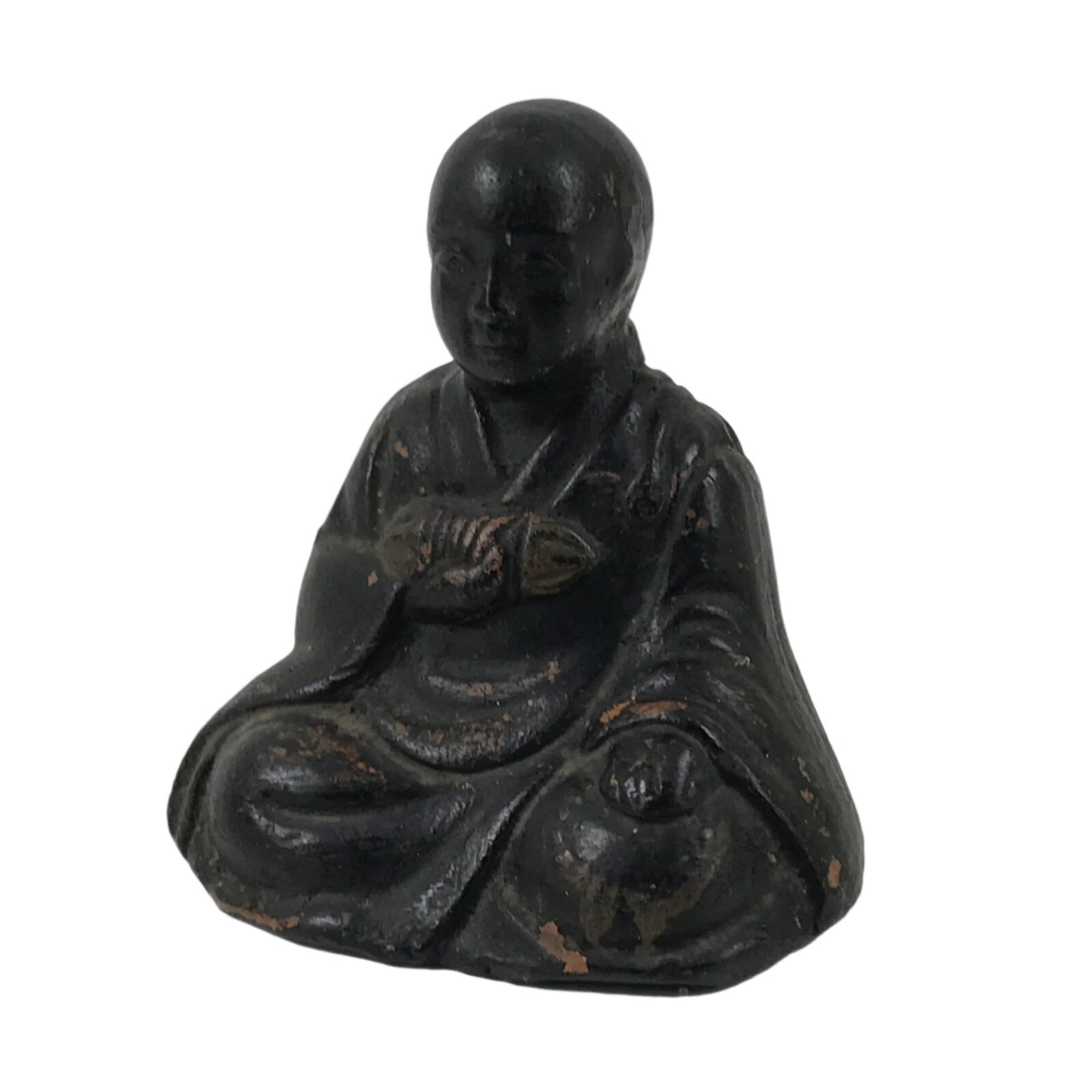 Antique Japanese Buddhist Ceramic Statue Kukai Kobo Daishi Altar Fiting BA549