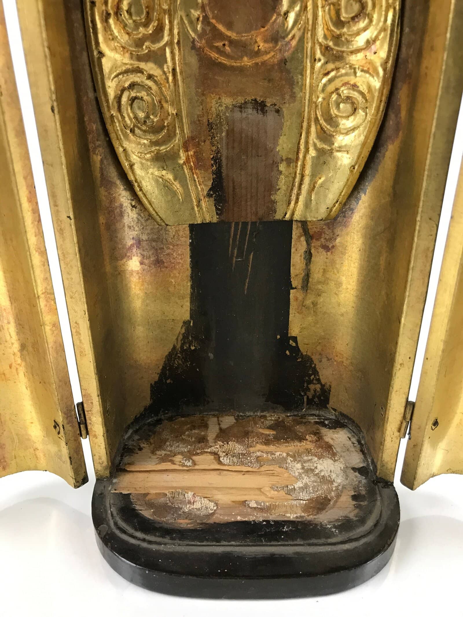 Antique Japanese Buddhist Wood Zushi Shrine Reliquary Box Black Gold BA310