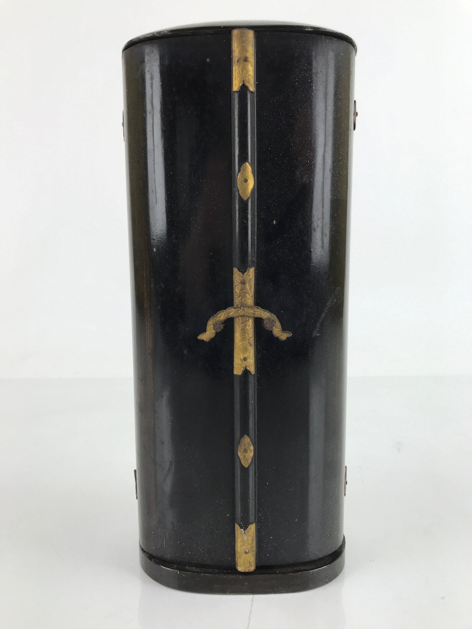 Antique Japanese Buddhist Wood Zushi Shrine Reliquary Box Black Gold BA310