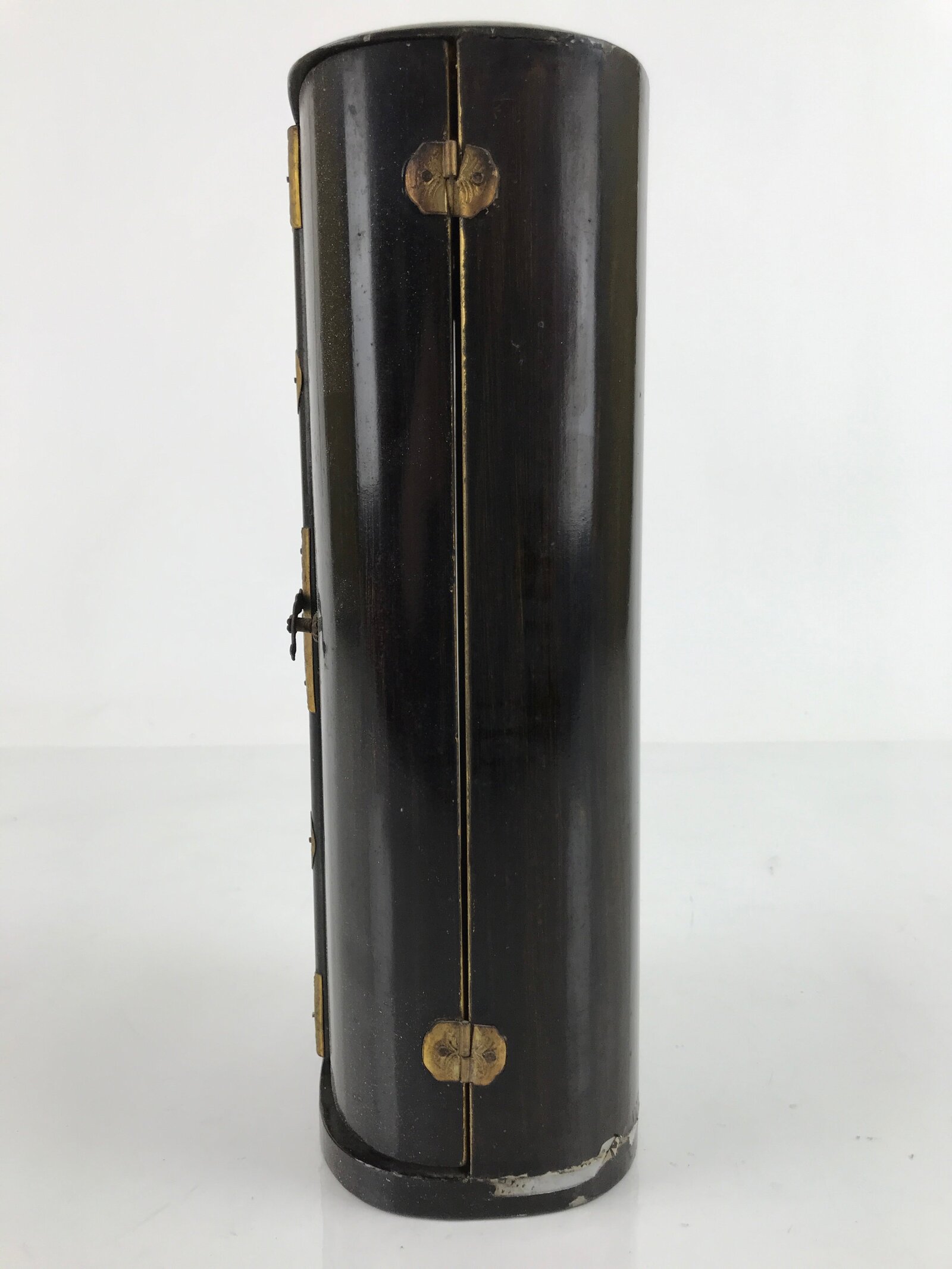 Antique Japanese Buddhist Wood Zushi Shrine Reliquary Box Black Gold BA310