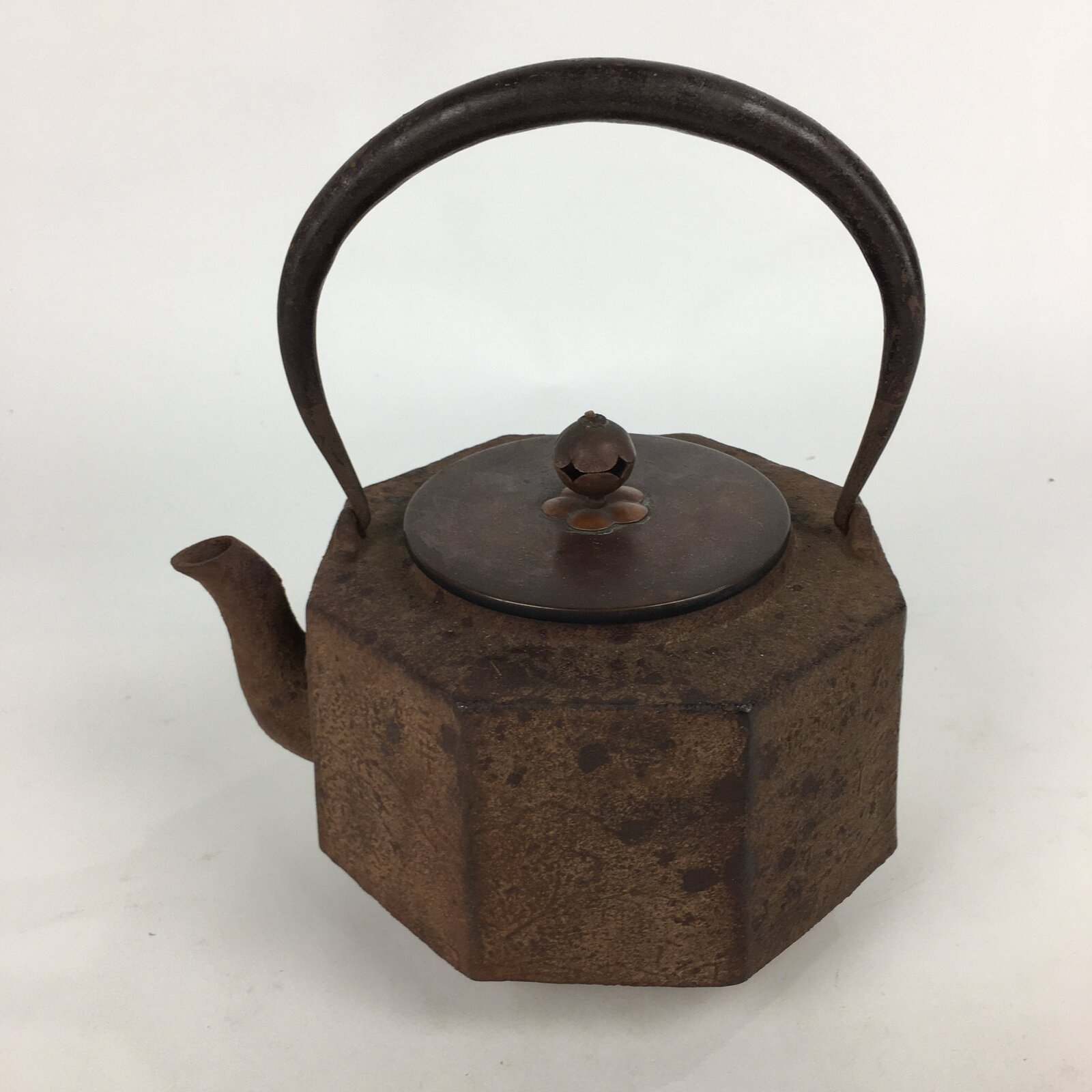 Antique Japanese Cast Iron Copper Kettle Teapot Tea Ceremony Tetsubin Sado TG153