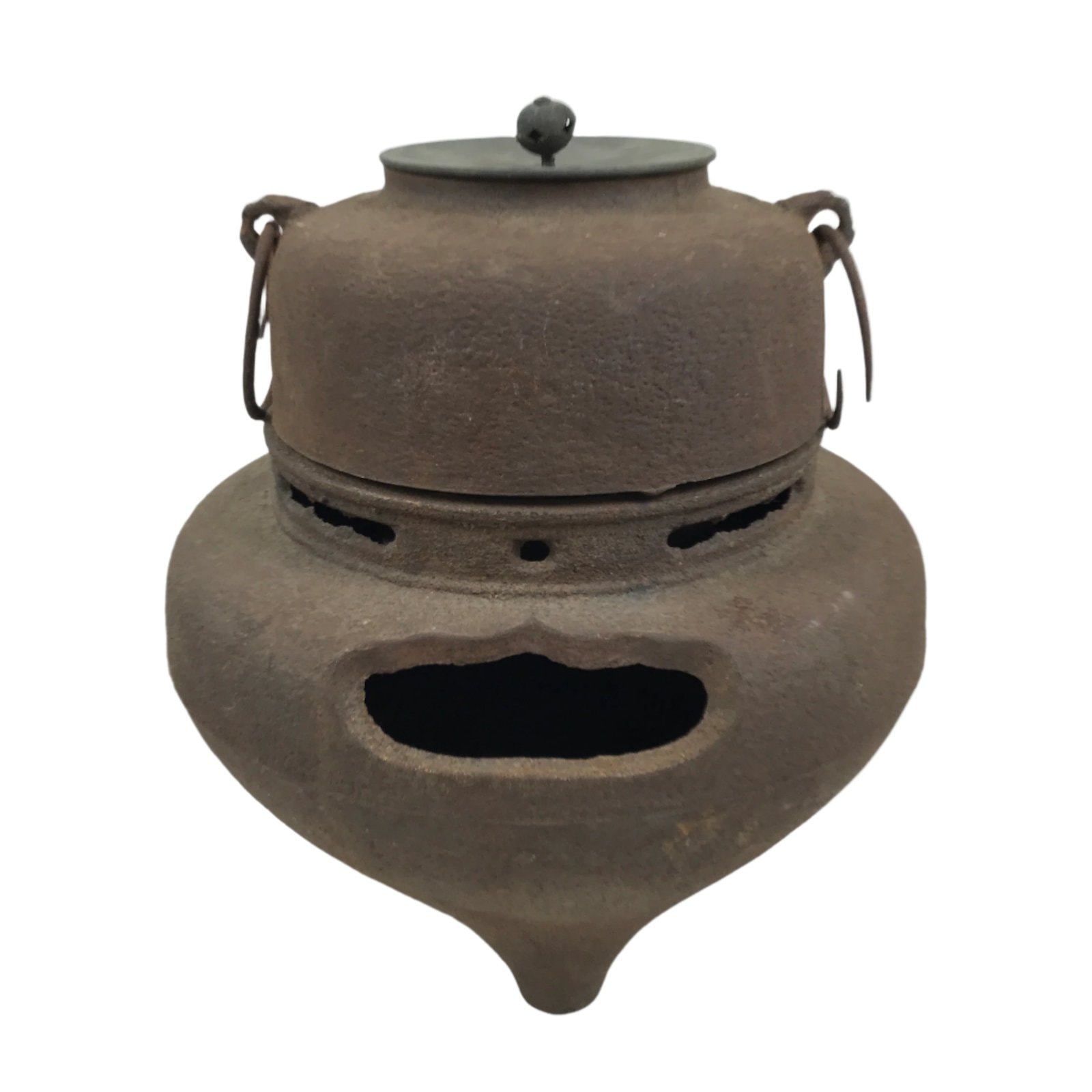 Antique Japanese Cast Iron Kettle Chagama Pot Tetsu Brazier Tea Ceremony C33