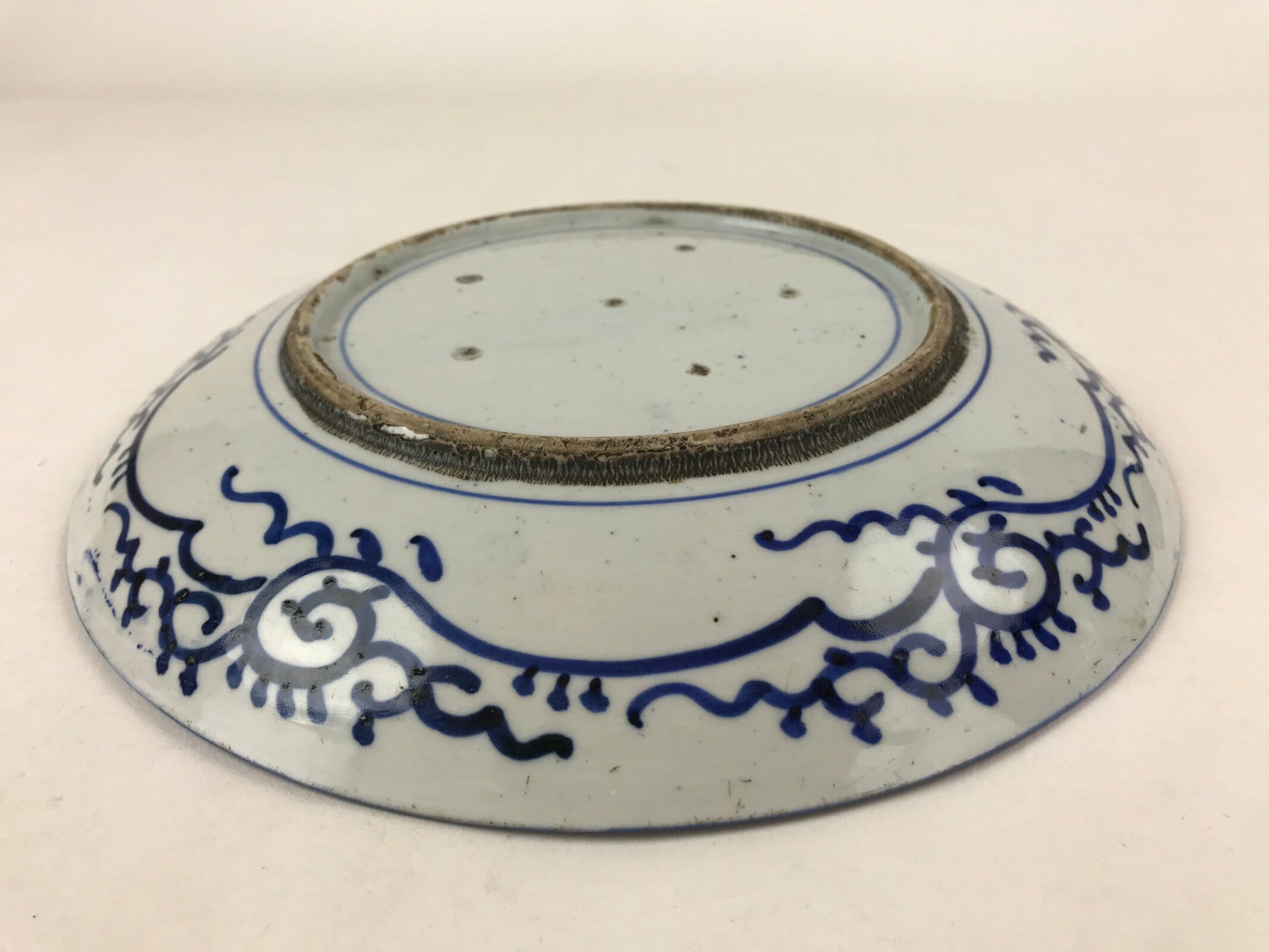 Antique Japanese Ceramic Large Plate Imari Ware Sometsuke Floral Blue PY592