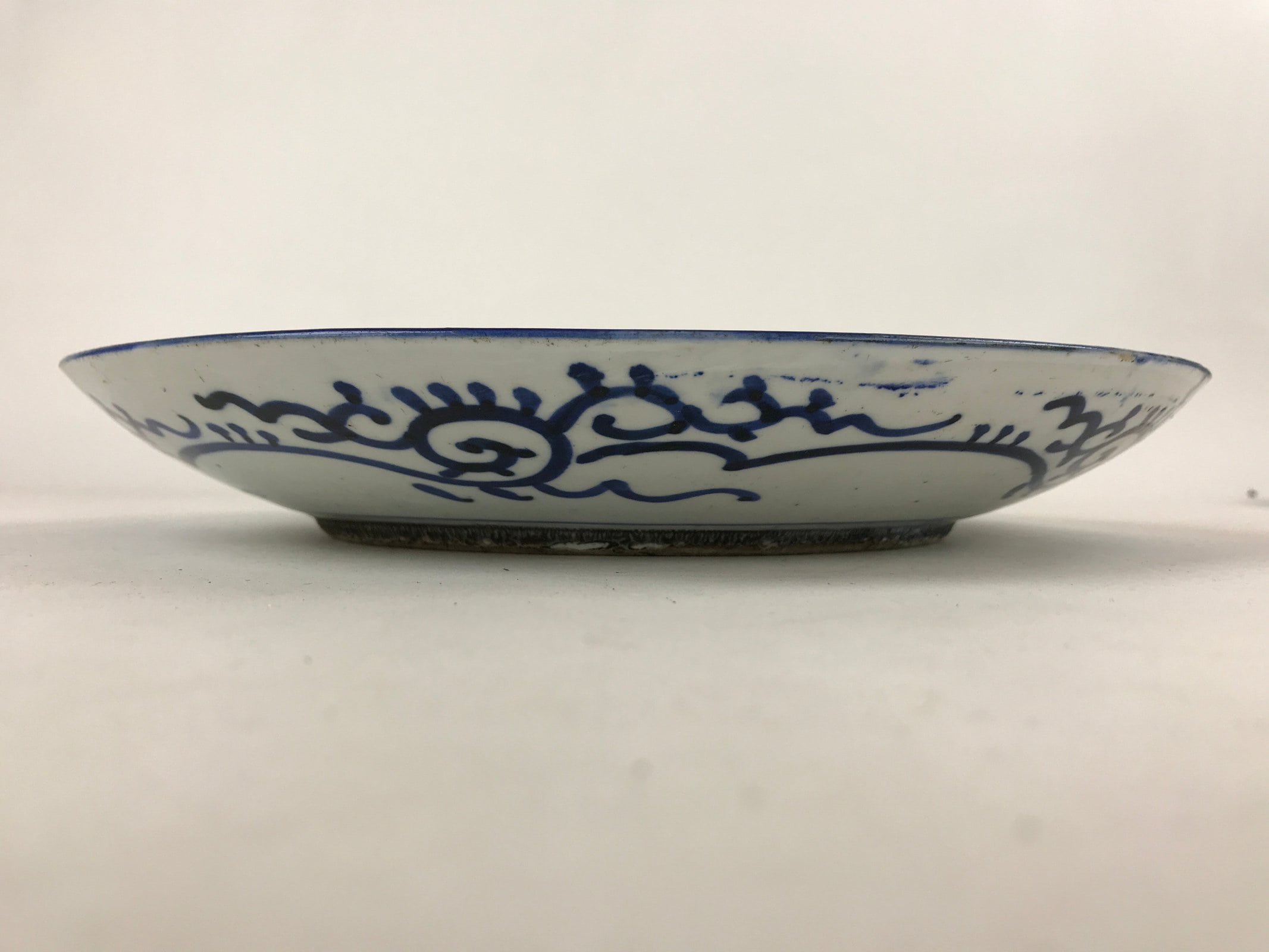 Antique Japanese Ceramic Large Plate Imari Ware Sometsuke Floral Blue PY592