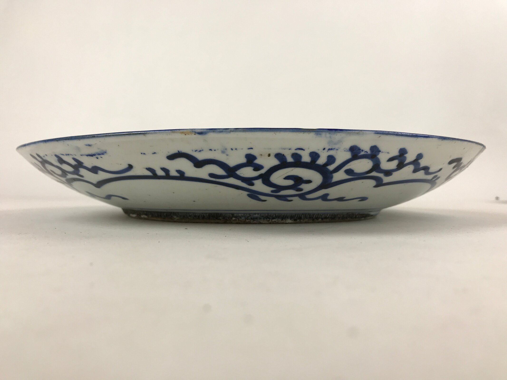 Antique Japanese Ceramic Large Plate Imari Ware Sometsuke Floral Blue PY592