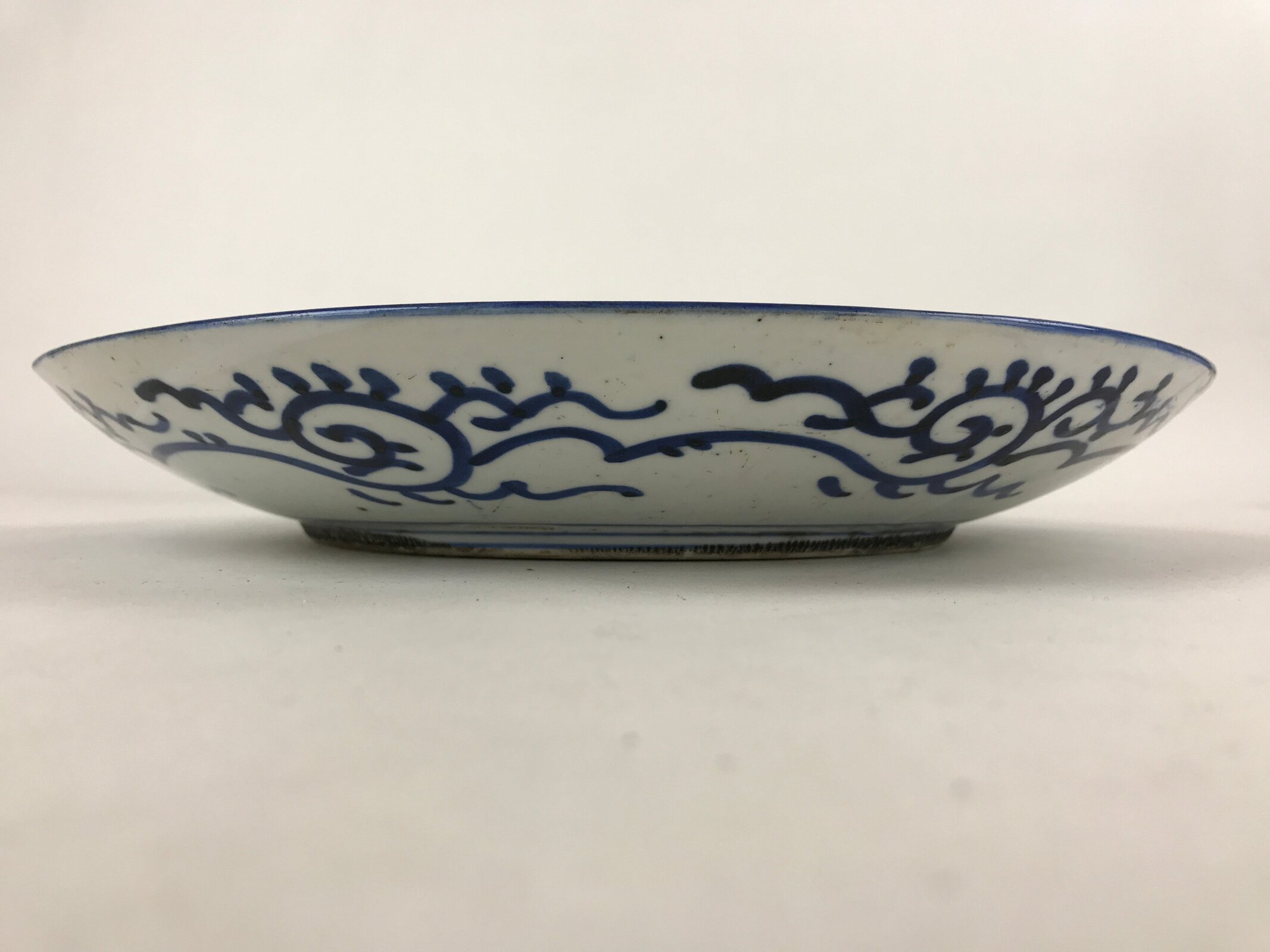 Antique Japanese Ceramic Large Plate Imari Ware Sometsuke Floral Blue PY592