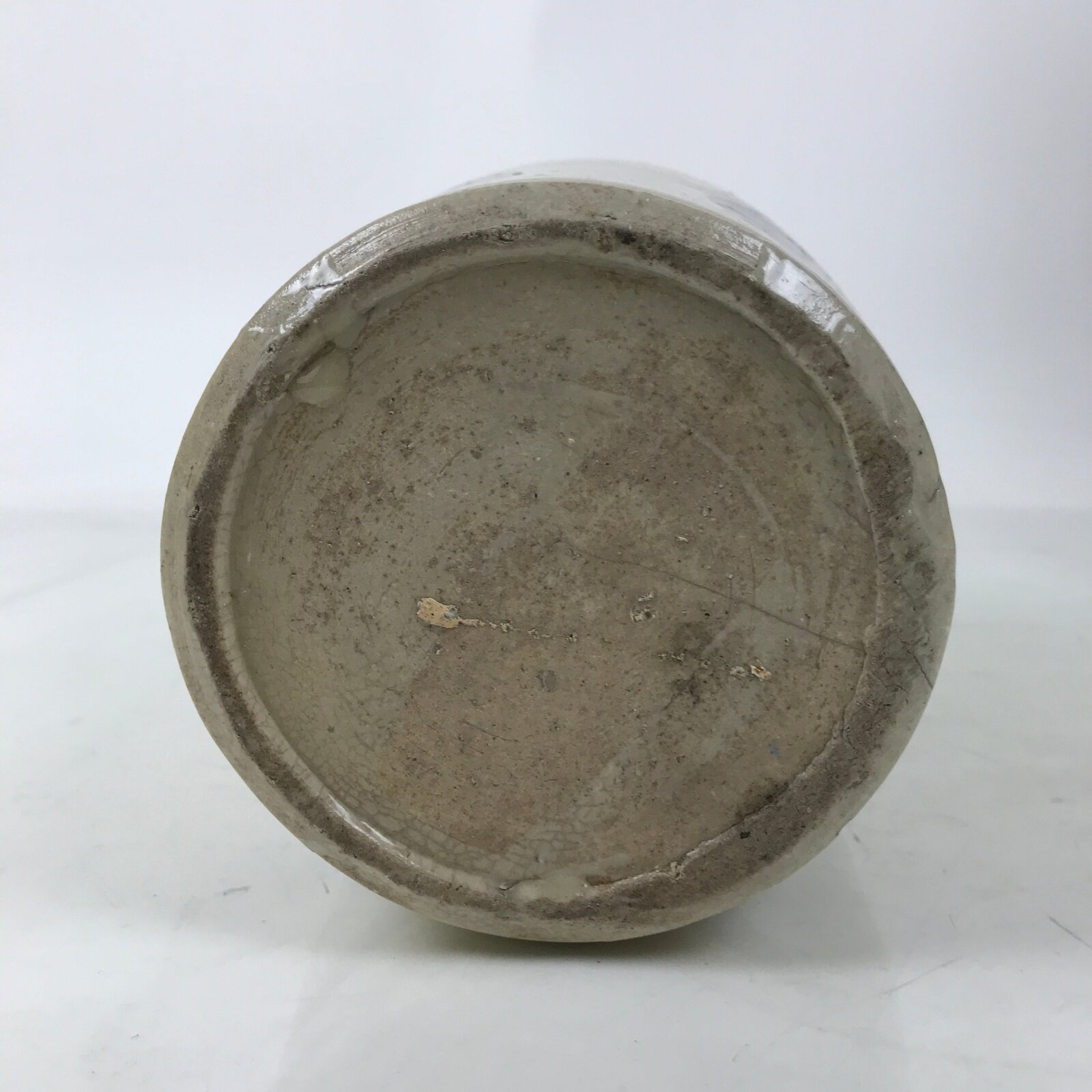 Antique Japanese Ceramic Sake Bottle Kayoi-Tokkuri Gray Kanji Kameyama TS813