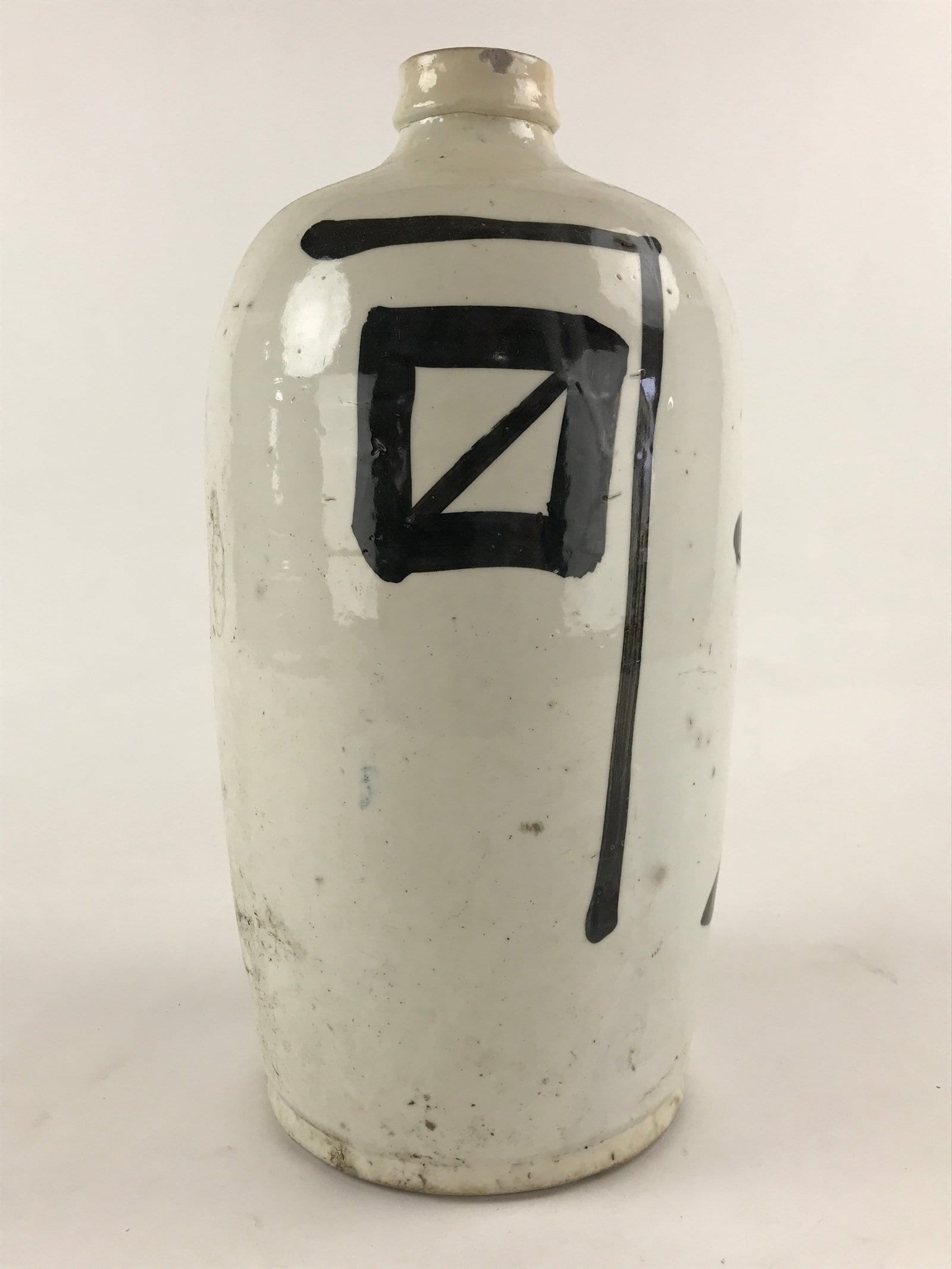 Antique Japanese Ceramic Sake Bottle Kayoi-Tokkuri Hand-Written Kanji TS506