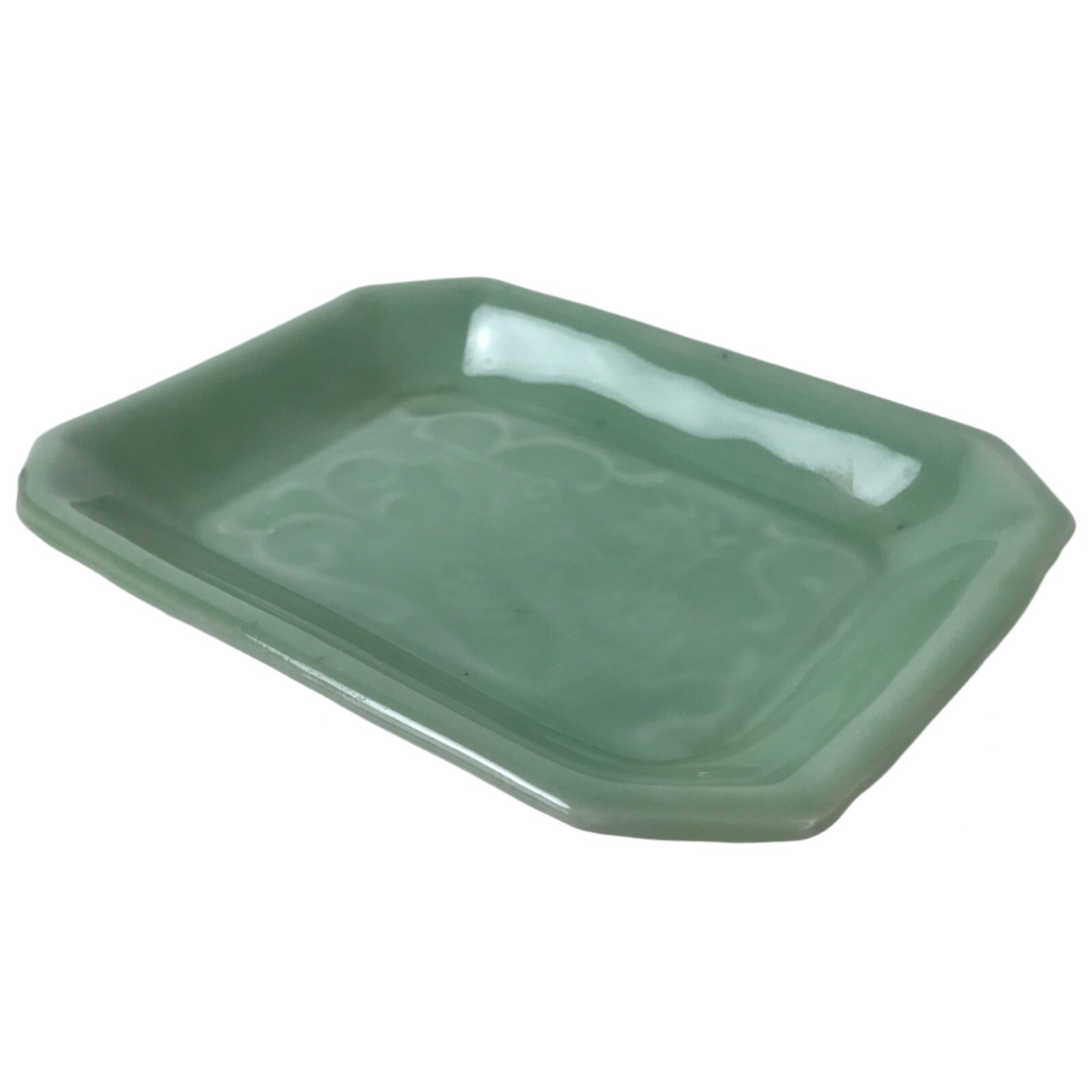 Antique Japanese Ceramic Small Plate Kozara Pottery Celadon Ho-Oh Green Y259