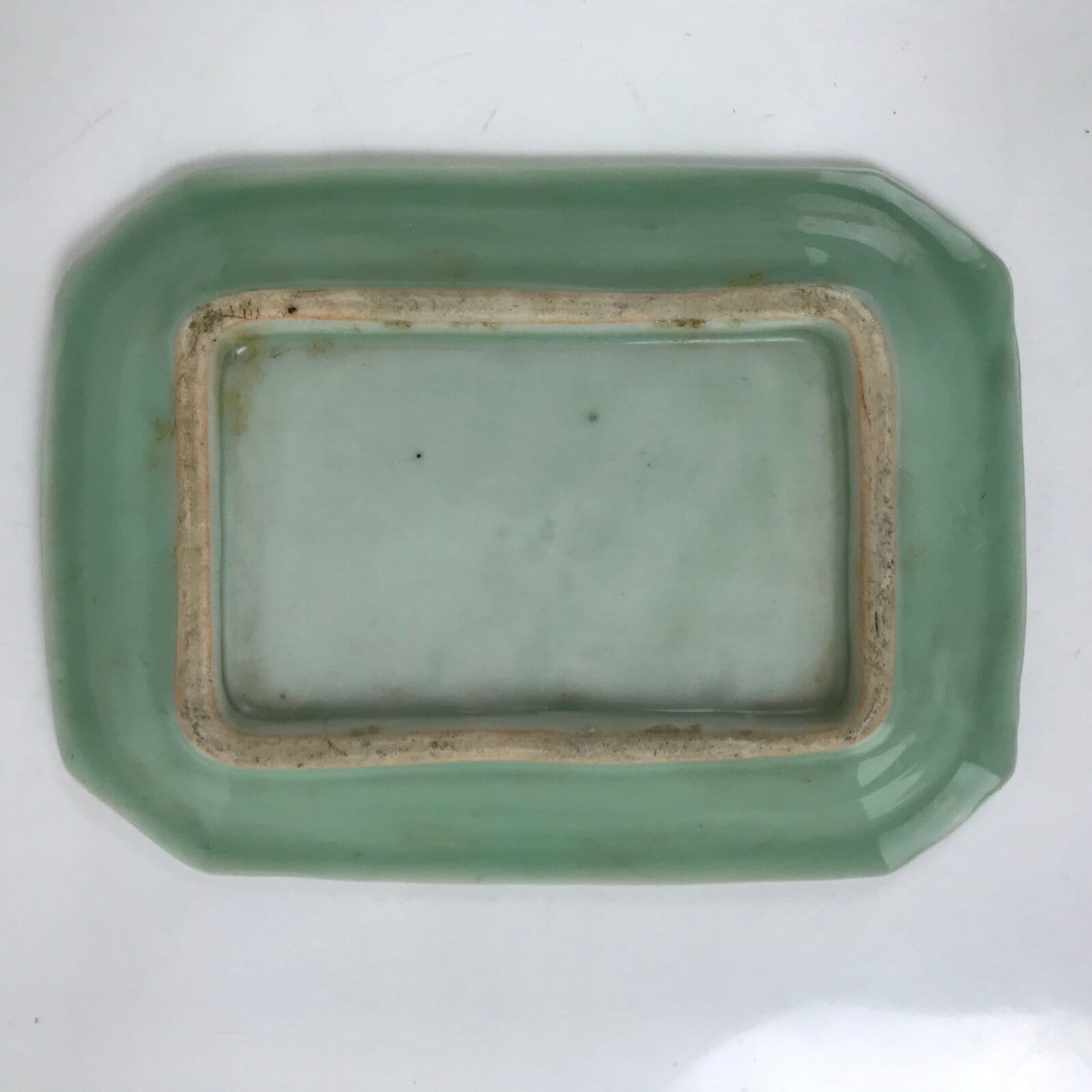 Antique Japanese Ceramic Small Plate Kozara Pottery Celadon Ho-Oh Green Y259