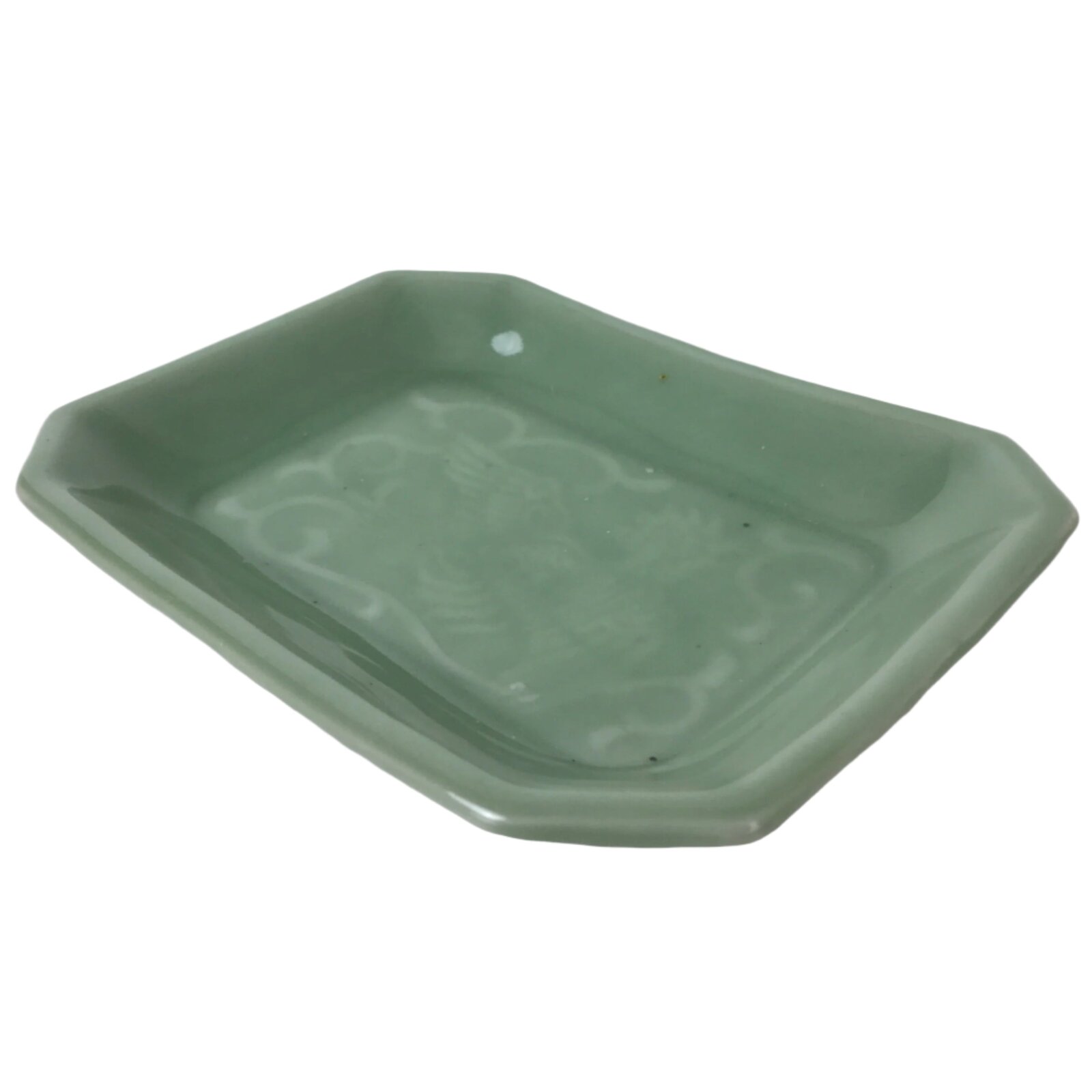 Antique Japanese Ceramic Small Plate Kozara Pottery Celadon Ho-Oh Green Y281