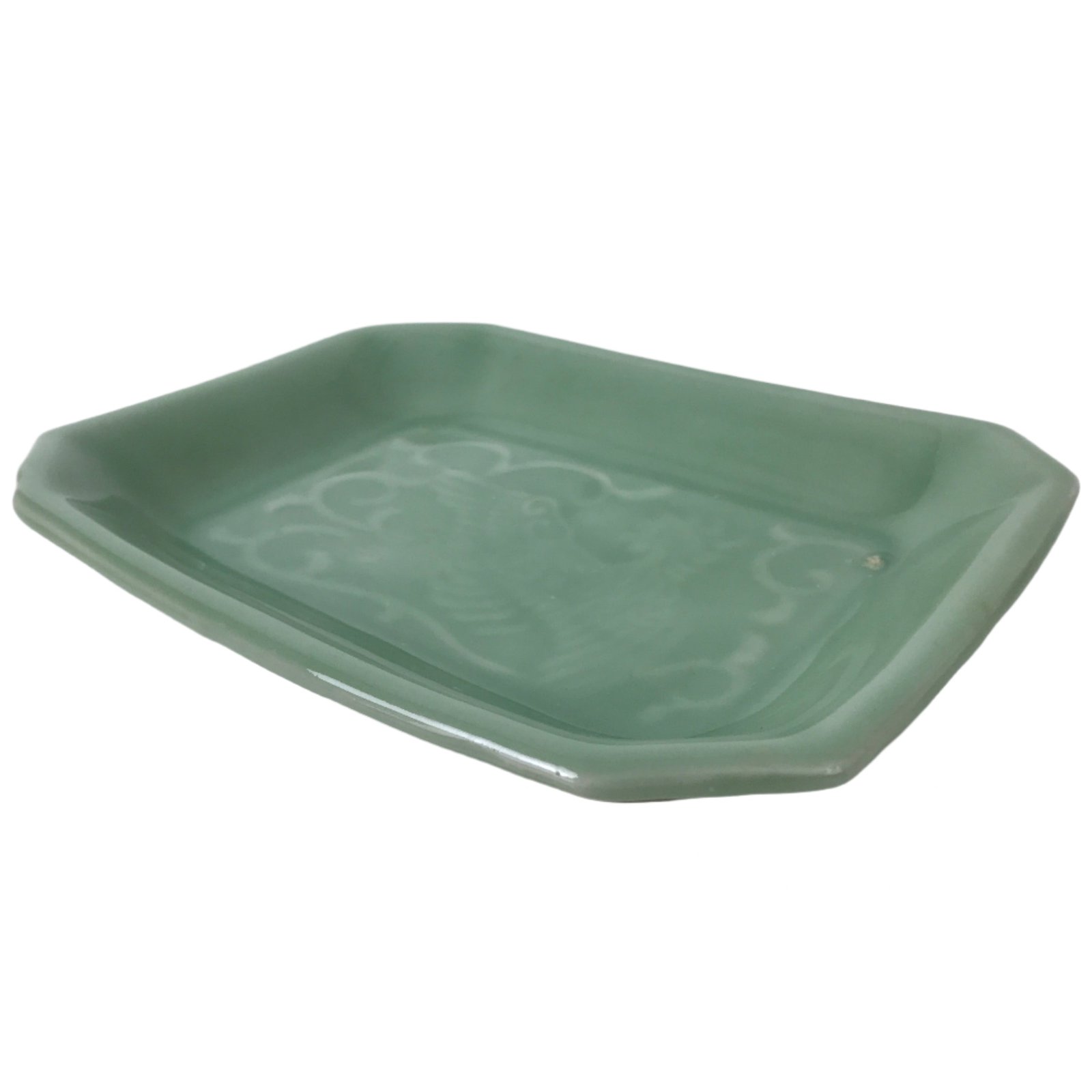 Antique Japanese Ceramic Small Plate Kozara Pottery Celadon Ho-Oh Green Y282